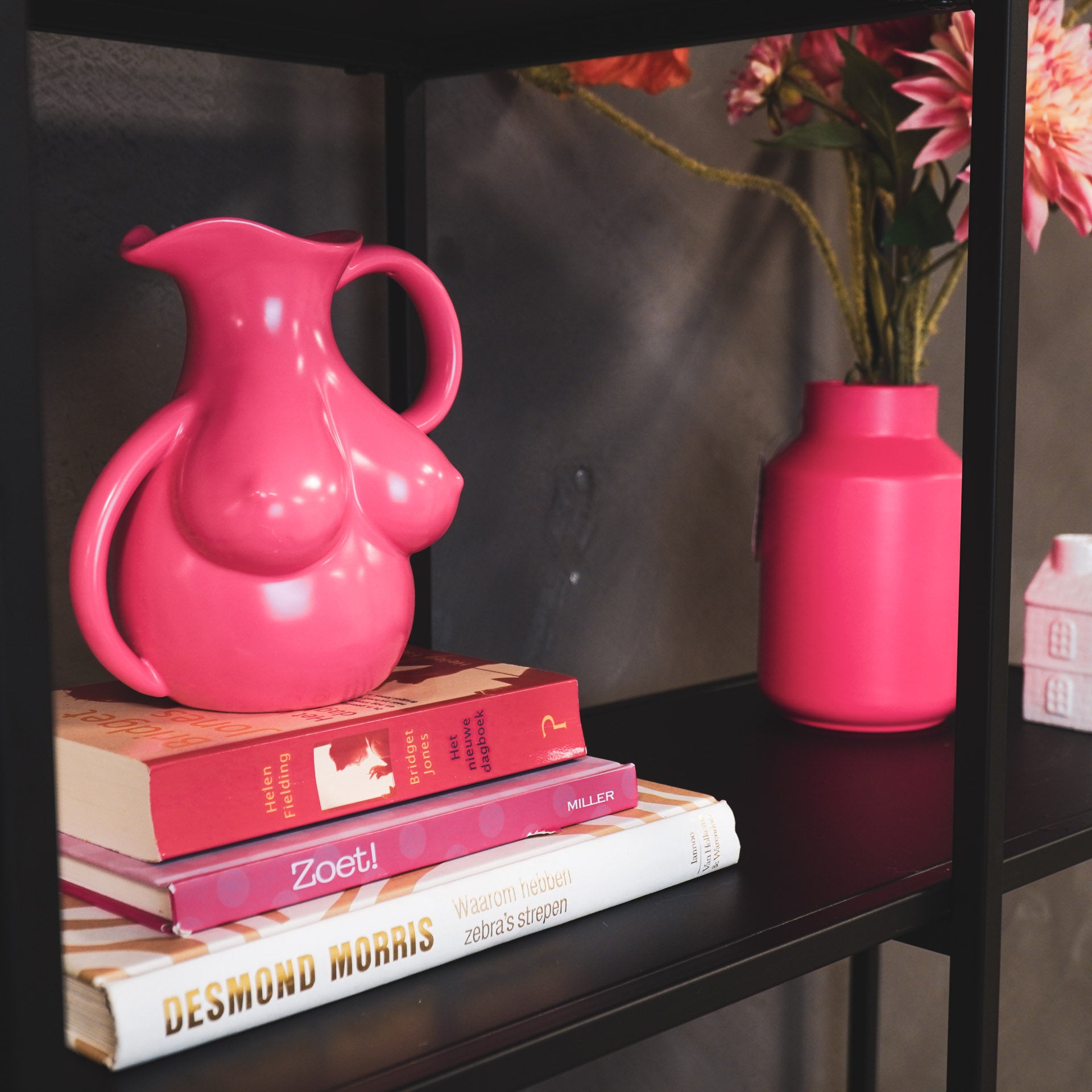 Vaas - Borsten Kan - Keramiek - Neon Roze - 6,5x11x18cm