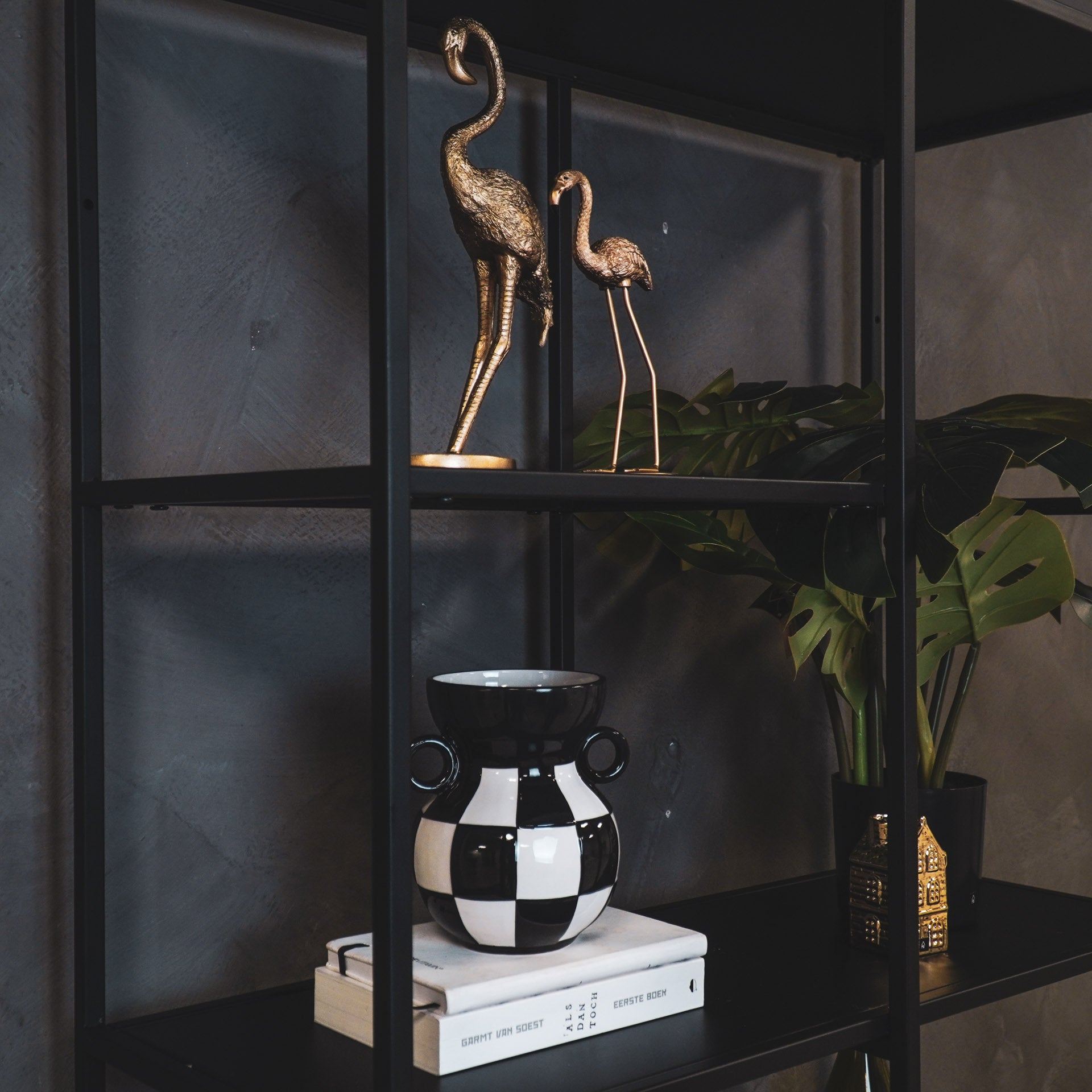 Vaas - Kan - Keramiek - Zwart/Wit - 14,5x14x17cm