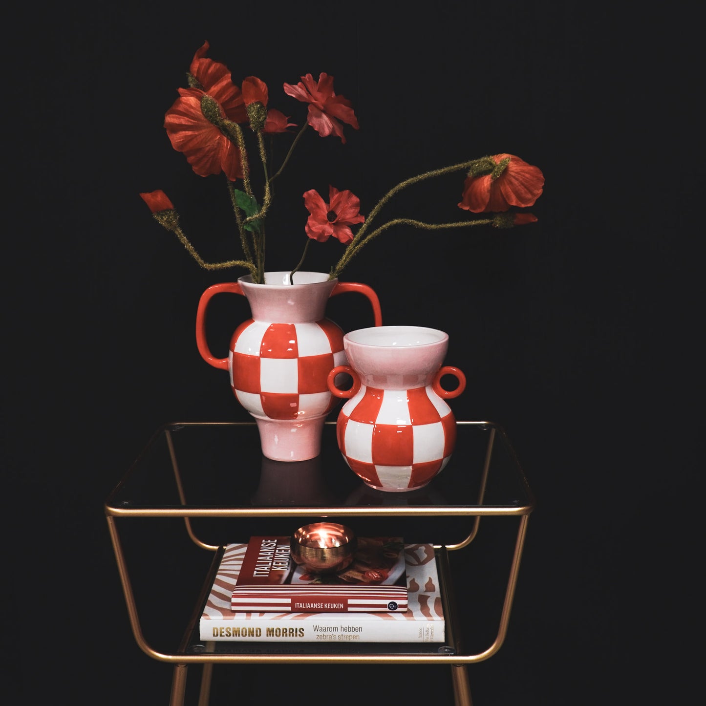 Vaas - Kan - Keramiek - Oranje/Roze - 22x14,5x22,5cm