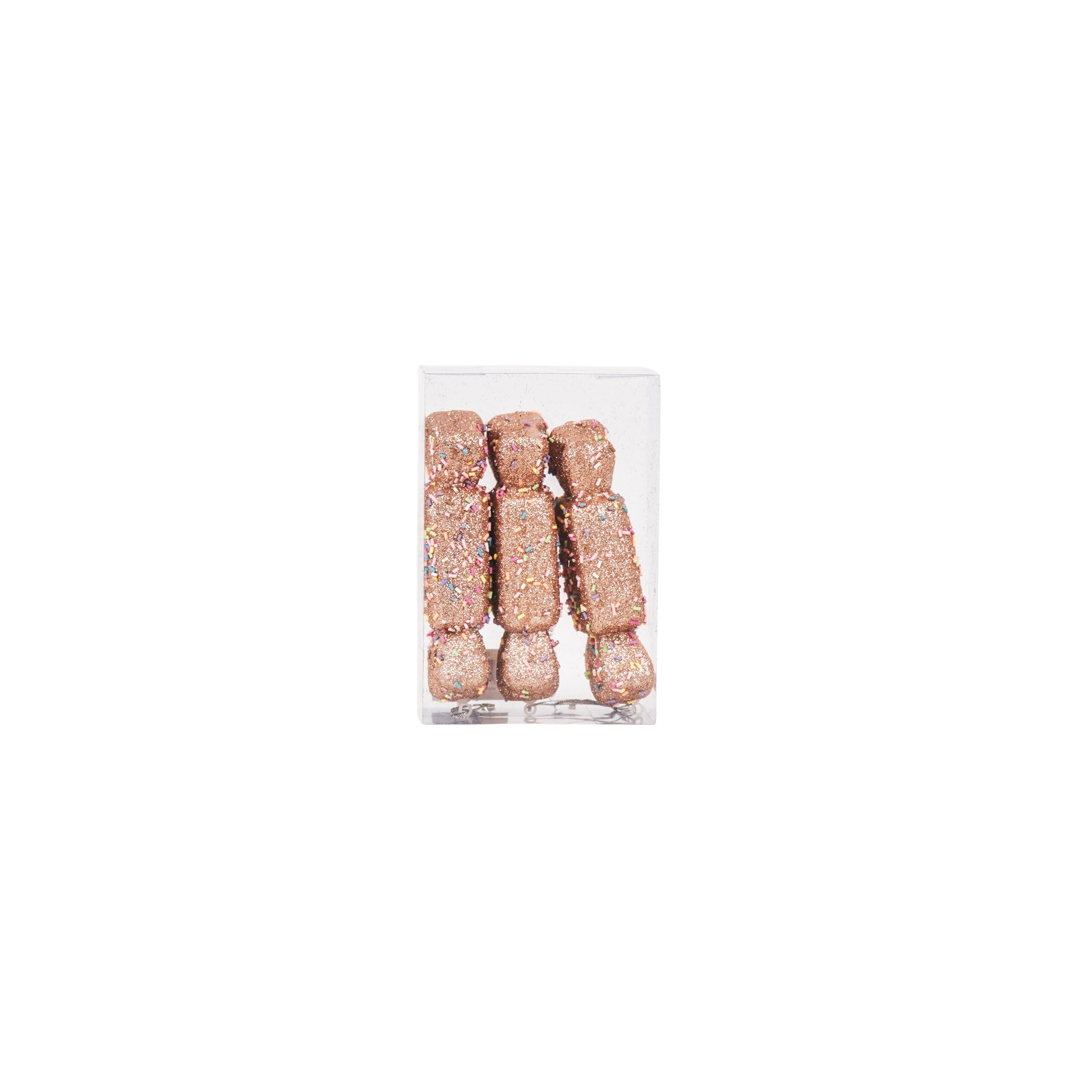 Kerst Hangers - 3 Toffee Snoepjes - Foam - Bruin met Spikkels - S3 -5.5x15cm