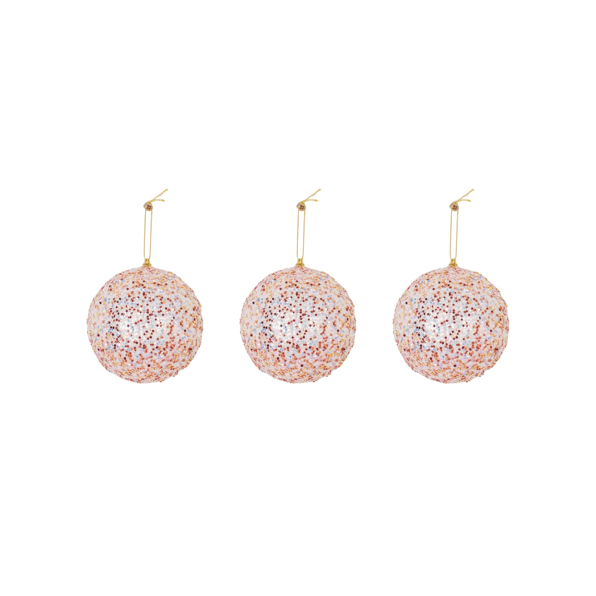 Kerst Hangers - Kerstballen - Foam -Roze Glitters - S3- 8 cm