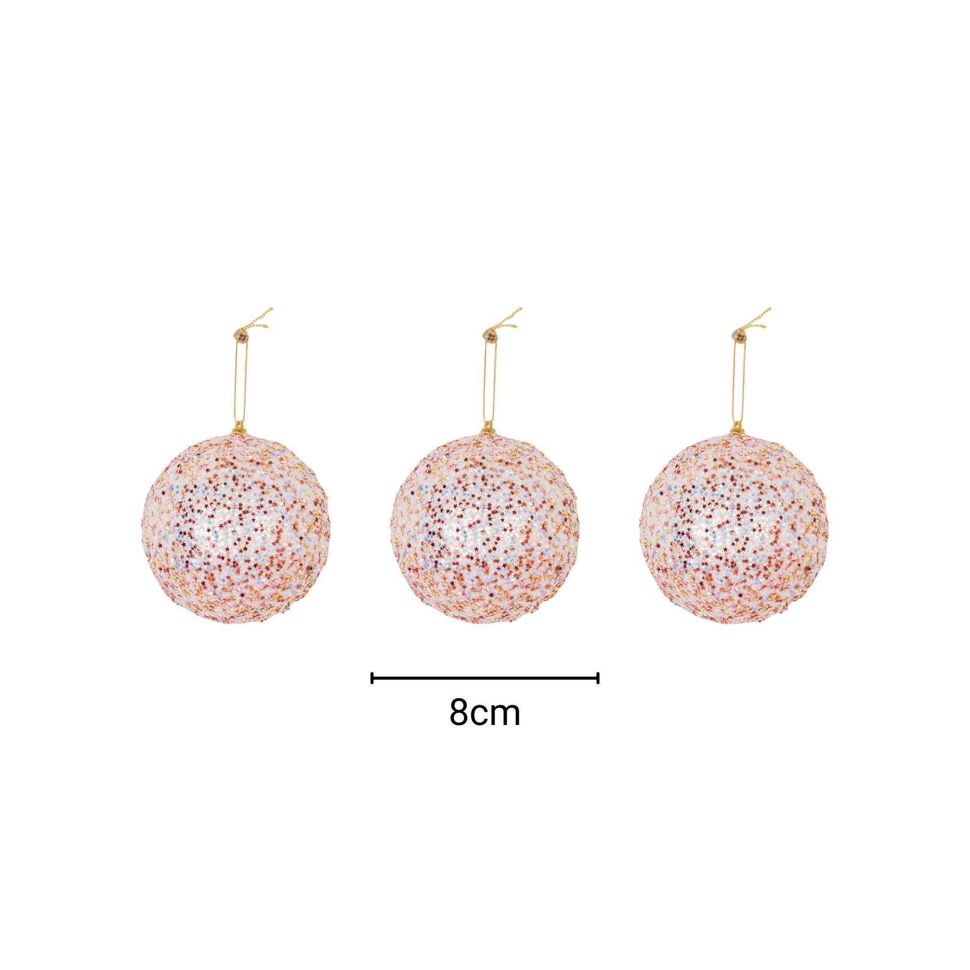 Kerst Hangers - Kerstballen - Foam -Roze Glitters - S3- 8 cm
