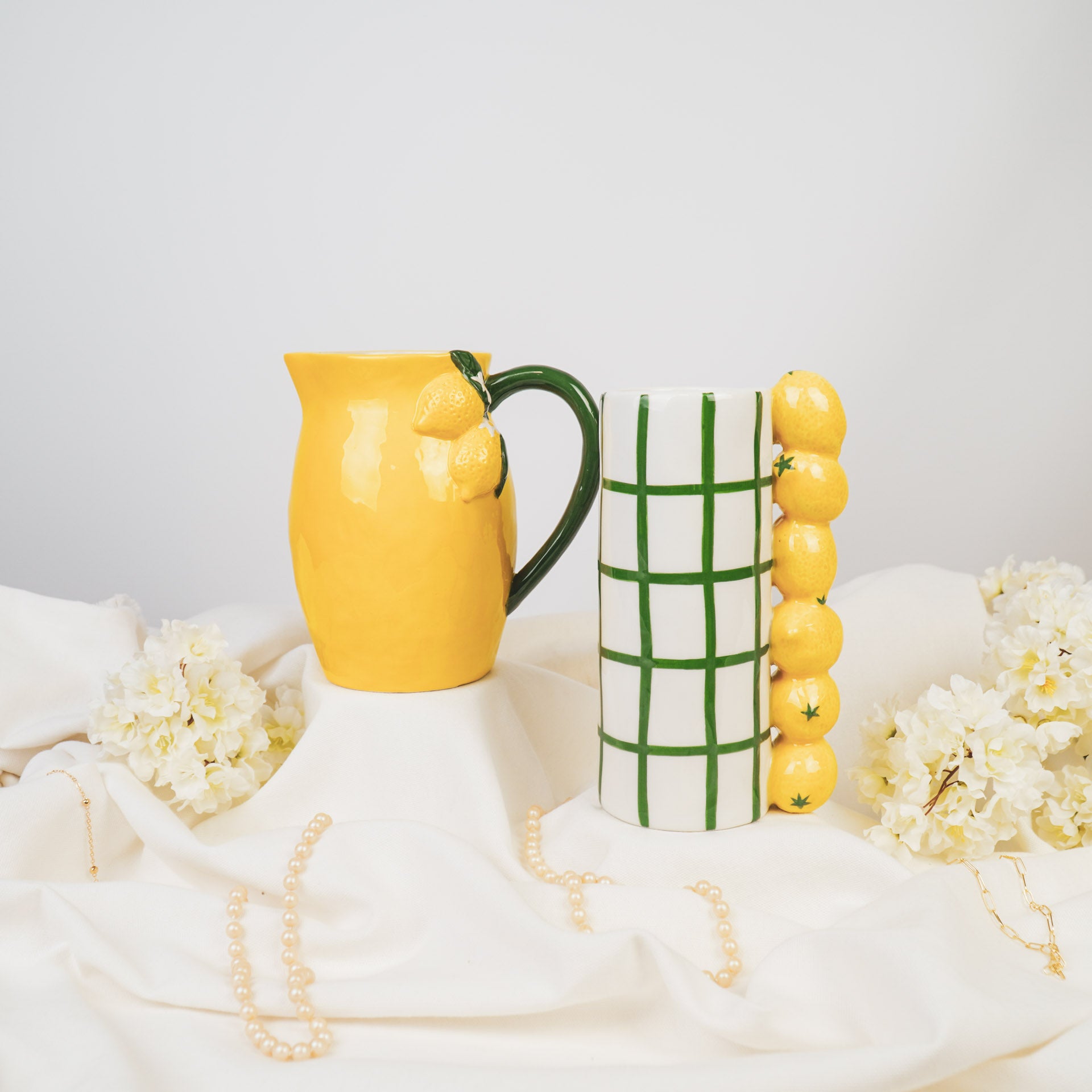 Vaas- Kan Citroen- Aardewerk- Geel- 17,5x12,5x18cm