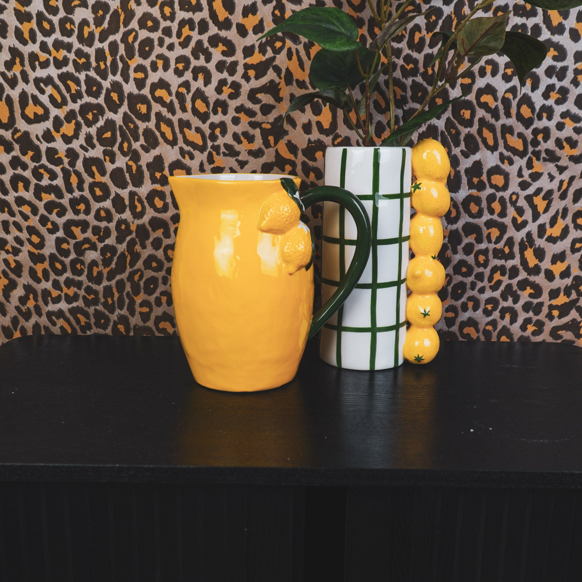 Vaas- Kan Citroen- Aardewerk- Geel- 17,5x12,5x18cm