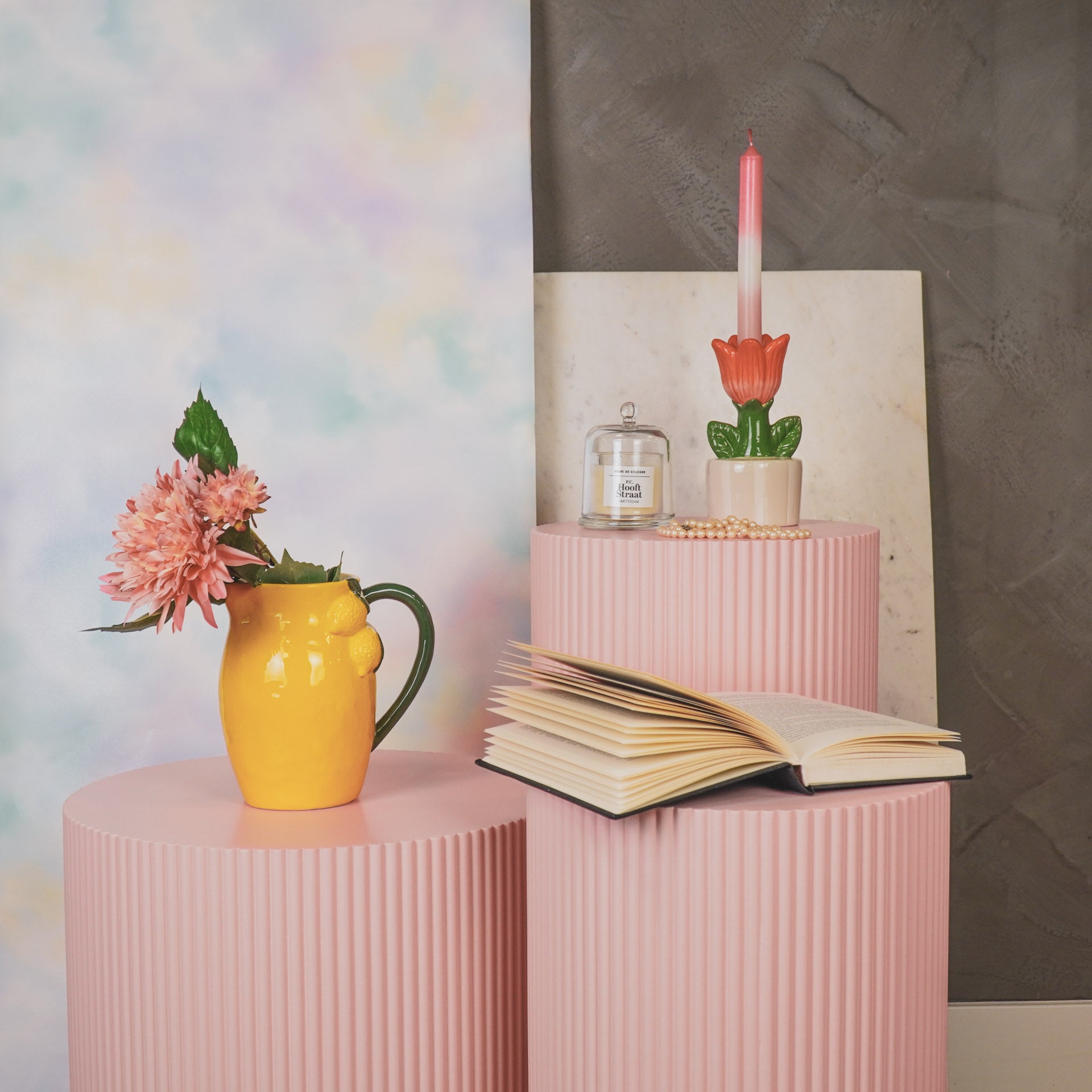 Vaas- Kan Citroen- Aardewerk- Geel- 17,5x12,5x18cm