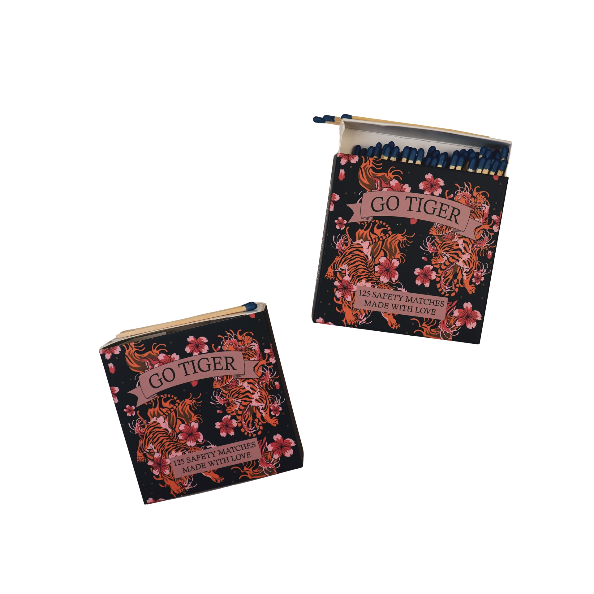 Lucifers- Lucifer Doosje 'Go Tiger'-Blauw/Roze- 11x11x3cm