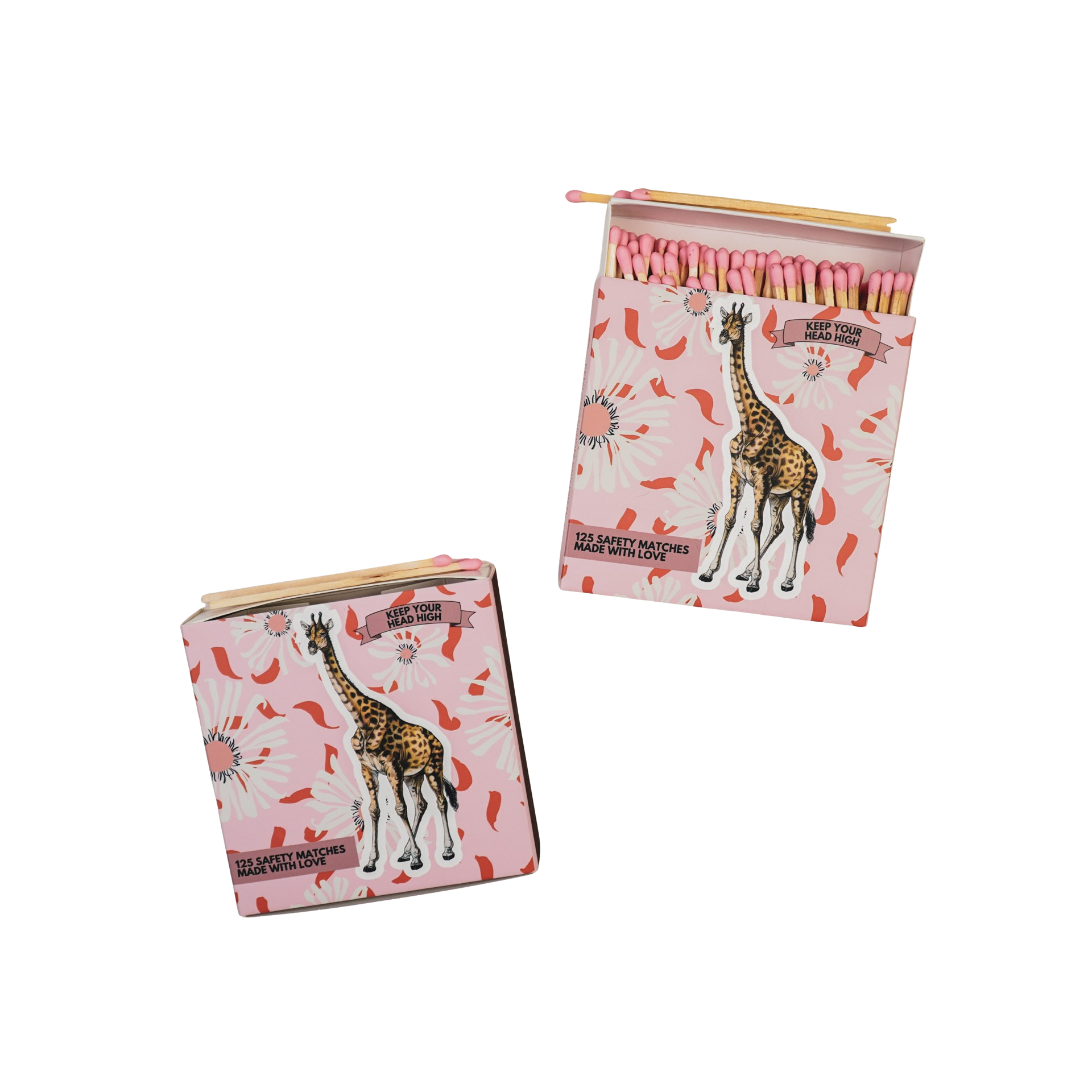 Lucifers- Lucifer Doosje Giraffe - Roze- 11x11x3cm
