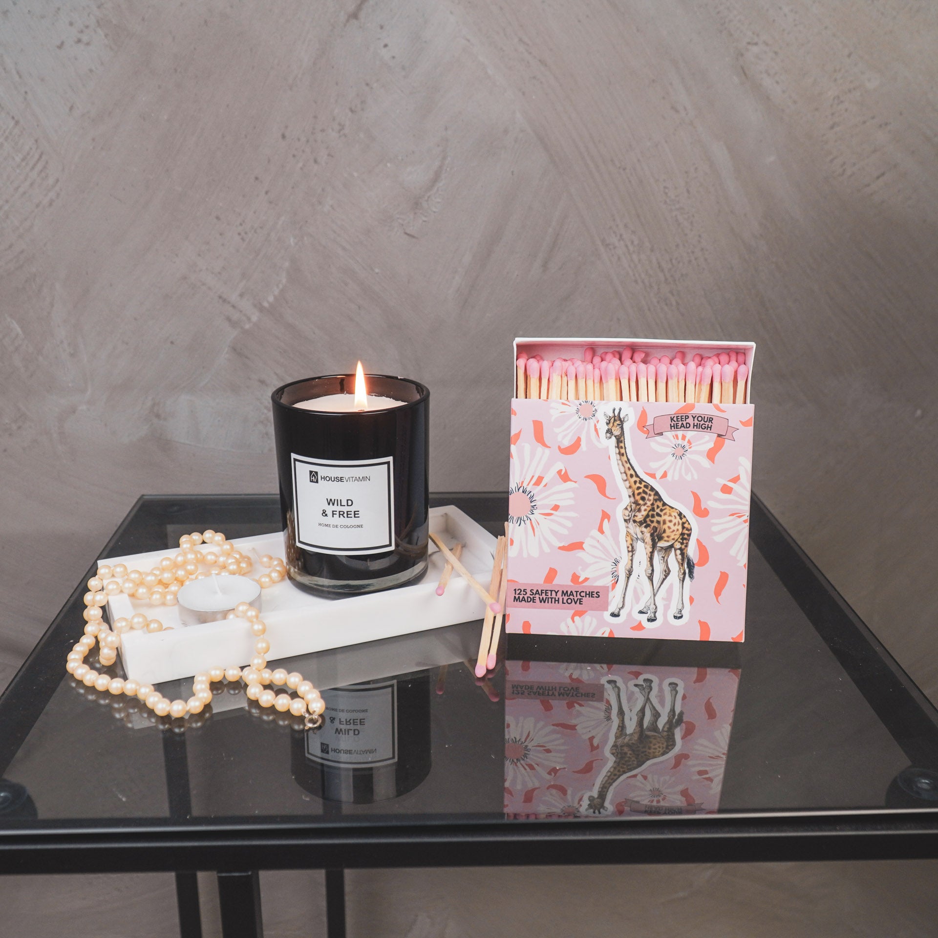 Lucifers- Lucifer Doosje Giraffe - Roze- 11x11x3cm