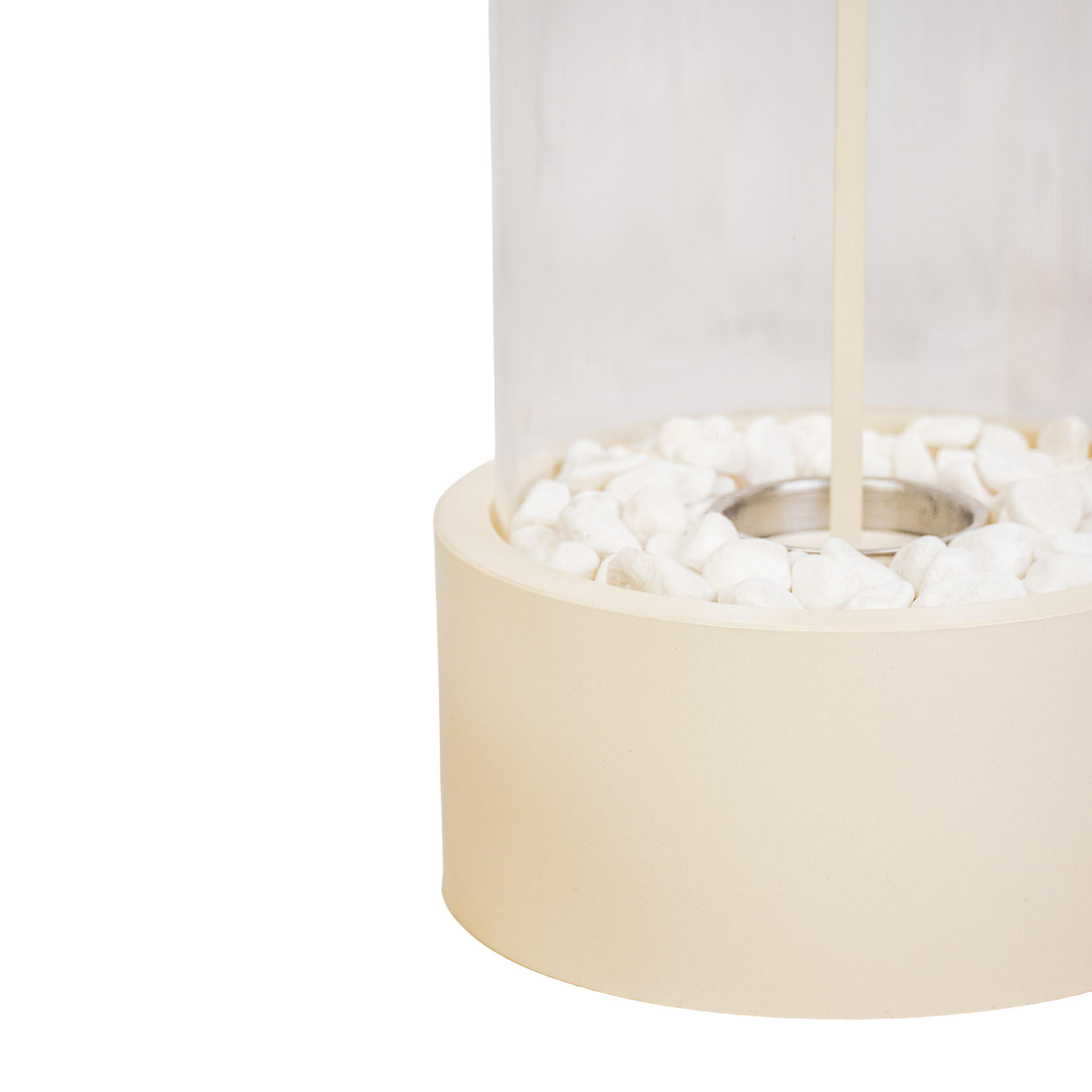 Tafel Haard- Rond - Metaal/Glas - Zand - 21x21x28cm