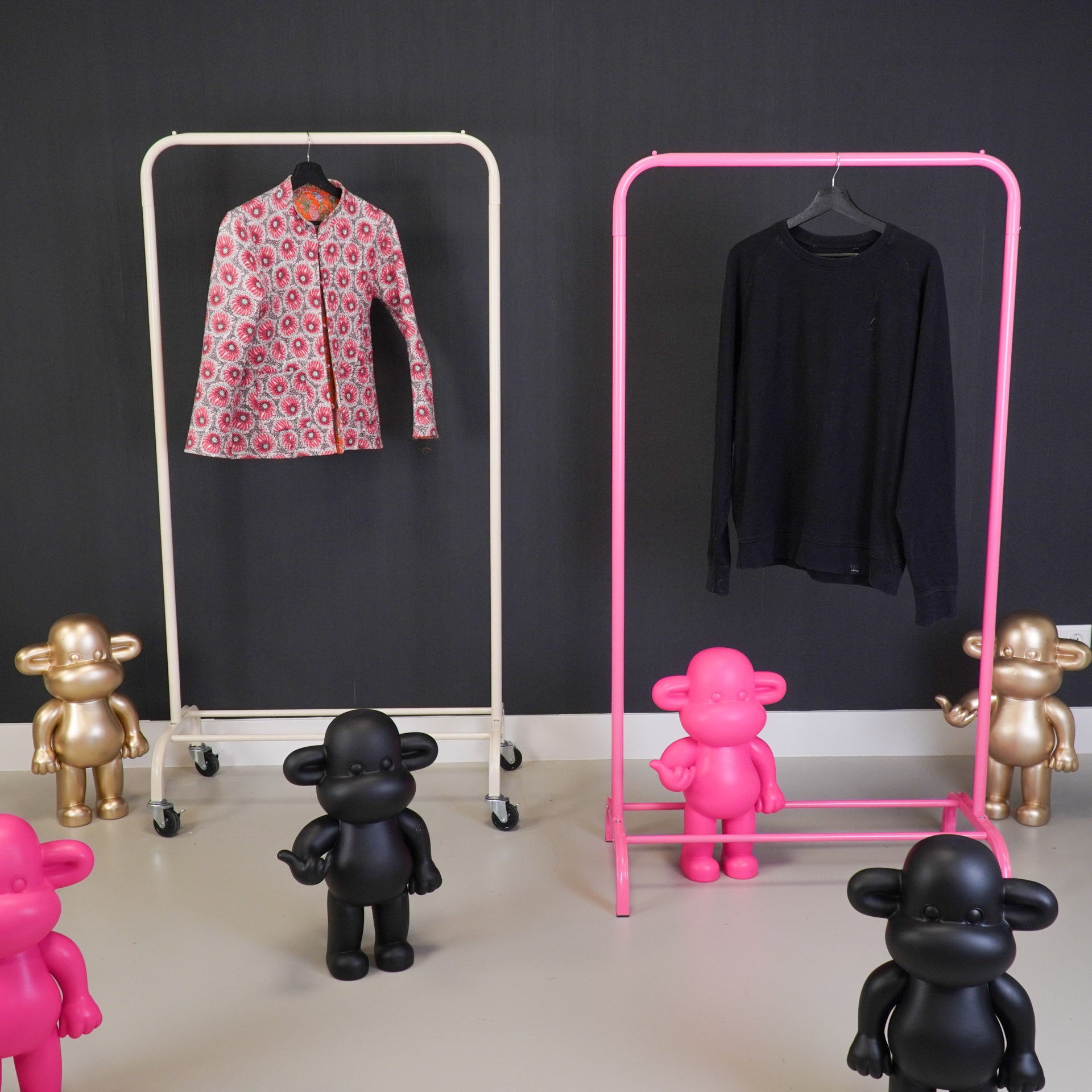 Kledingrek - Metaal - Roze - 80x40x150cm