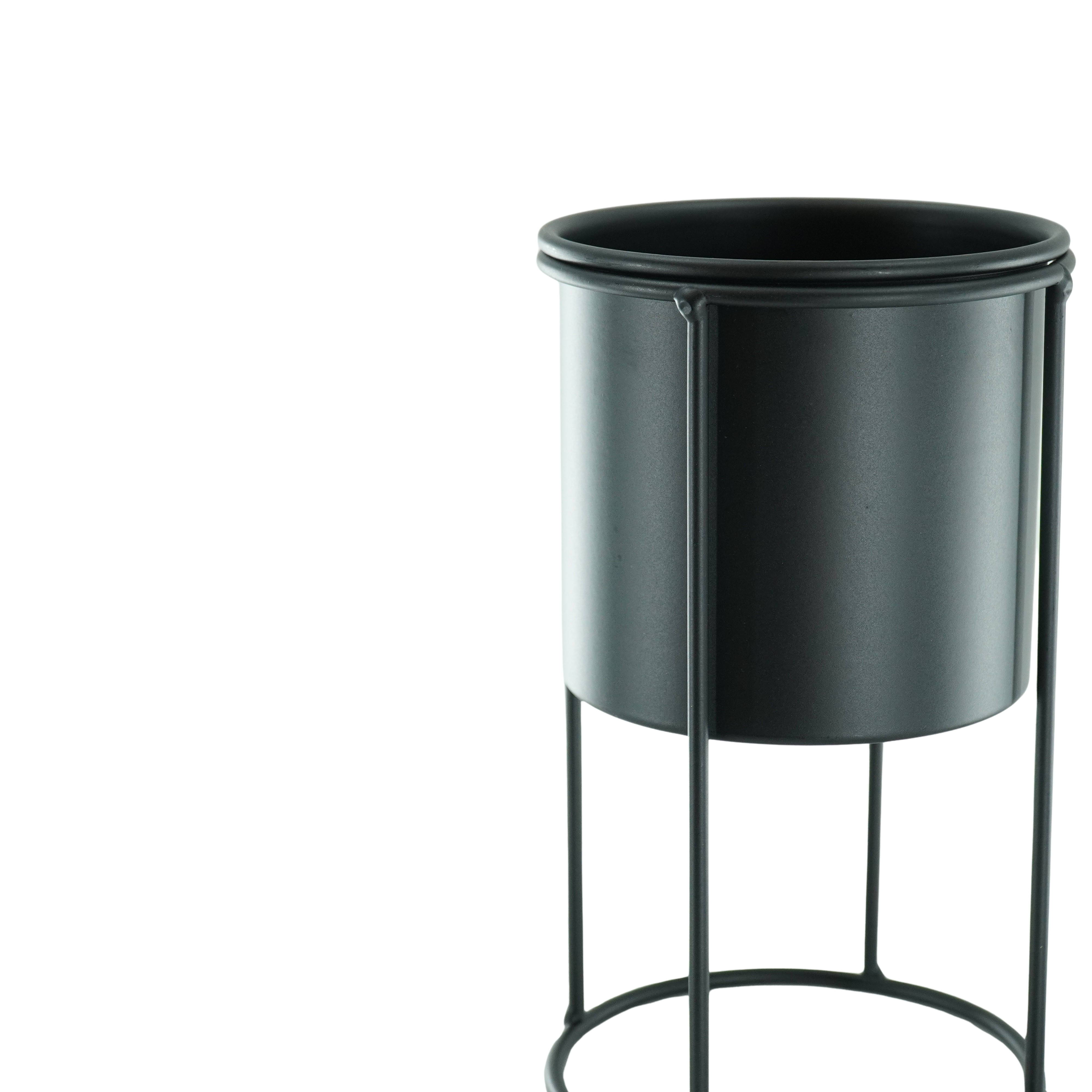 Planten Pot - Metaal - Zwart - 11x11x19cm