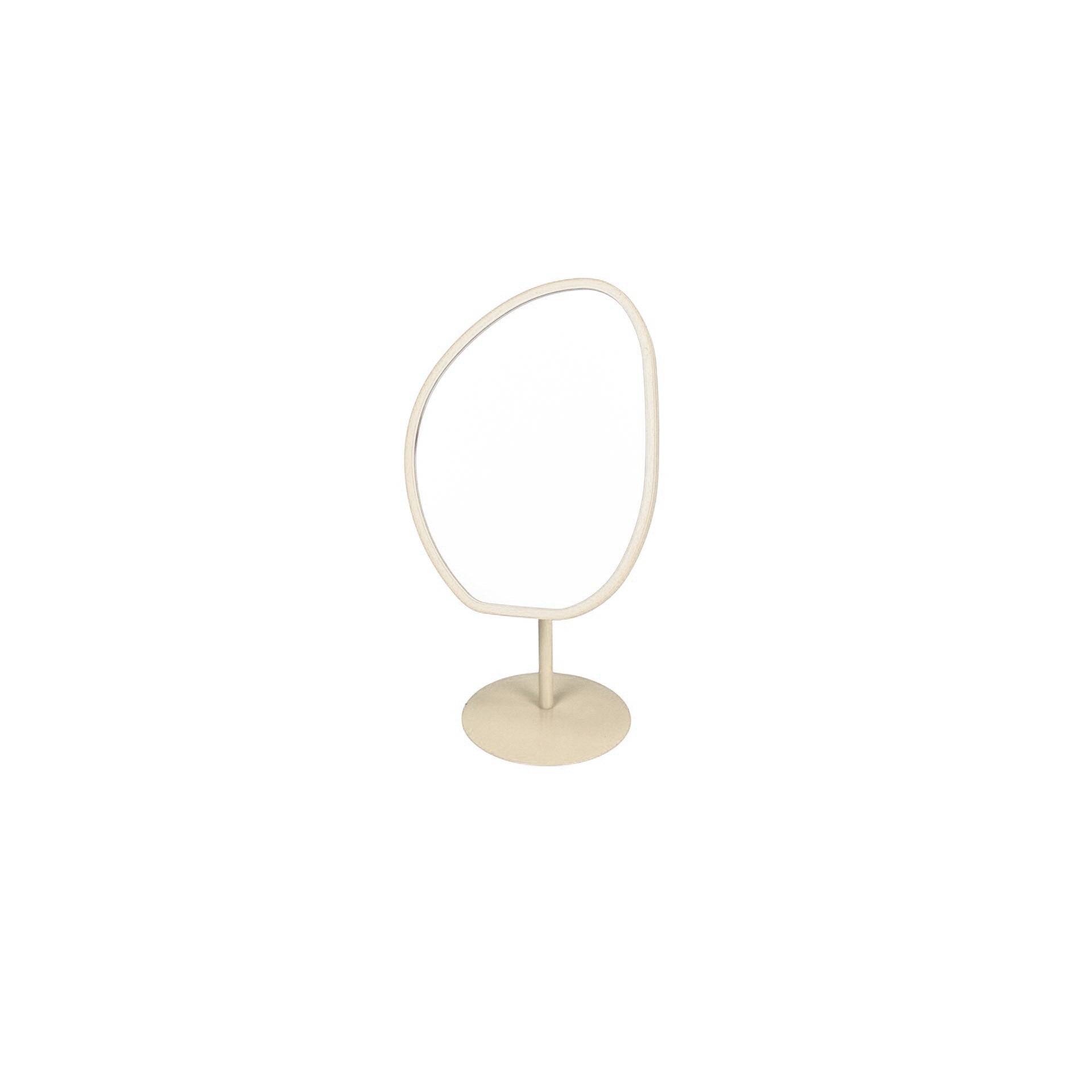 Spiegel - Make up Spiegel- Organisch Rond - Metaal - Zand - 16,5x12x31,5cm