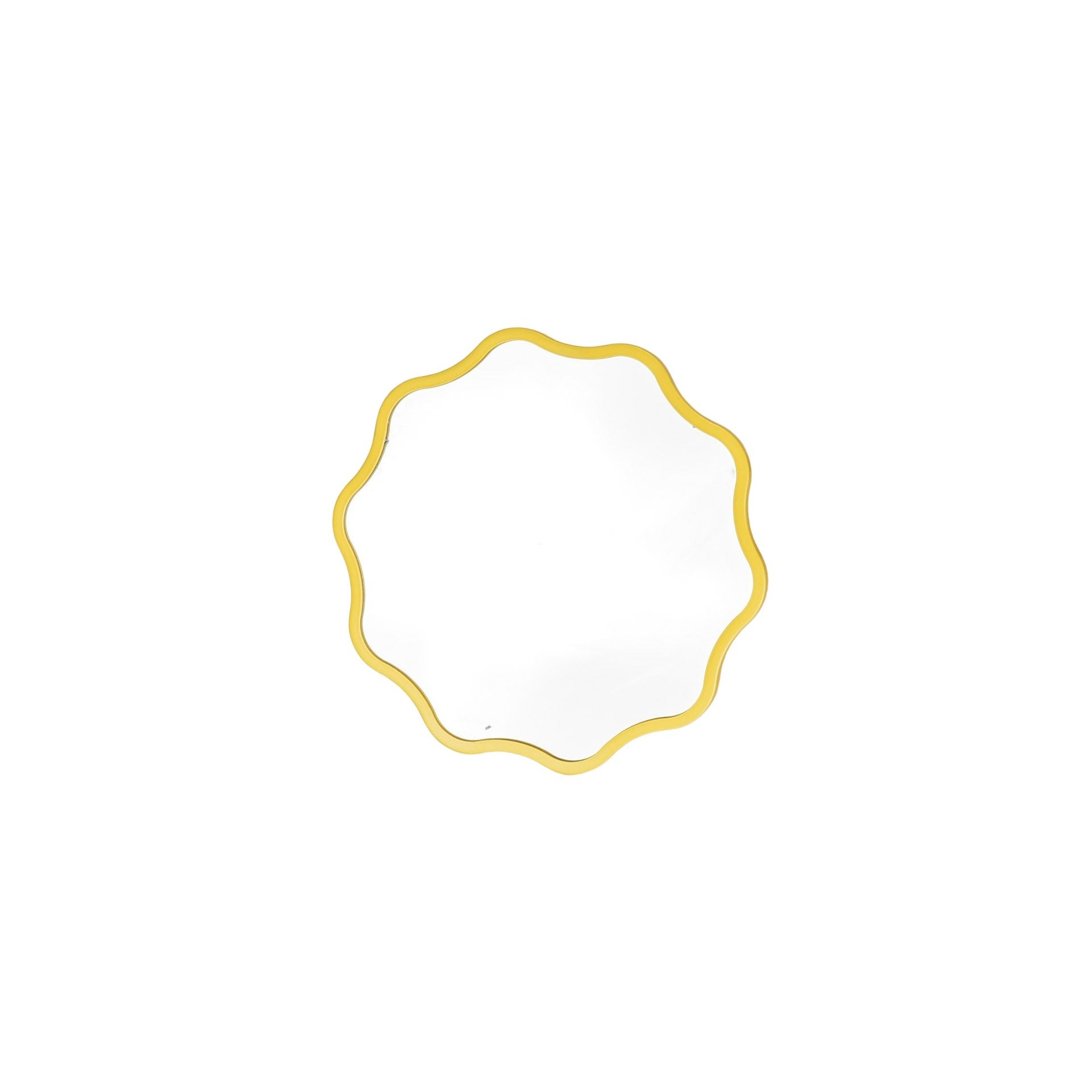 Spiegel - Make up Spiegel- Golvend Rond - Metaal - Fluor Geel - 25x1x25cm