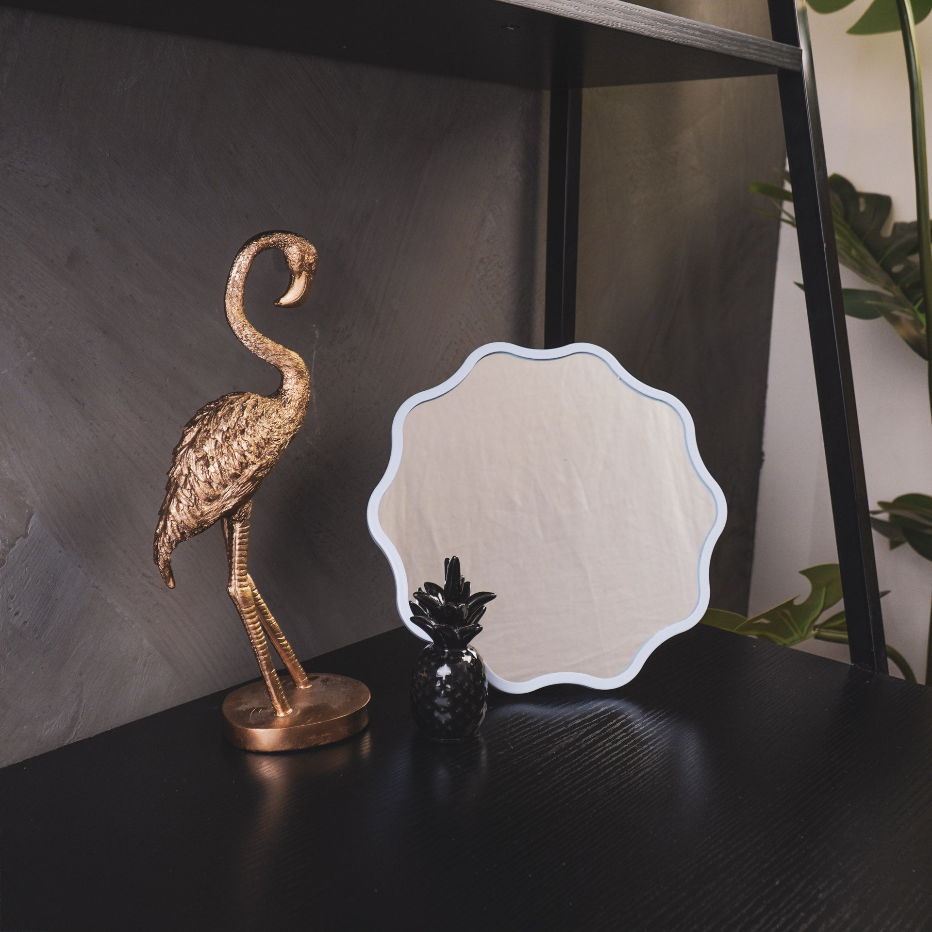 Mirror - Make up Mirror- Weaving Round - Metal - Lilac - 25x1x25cm