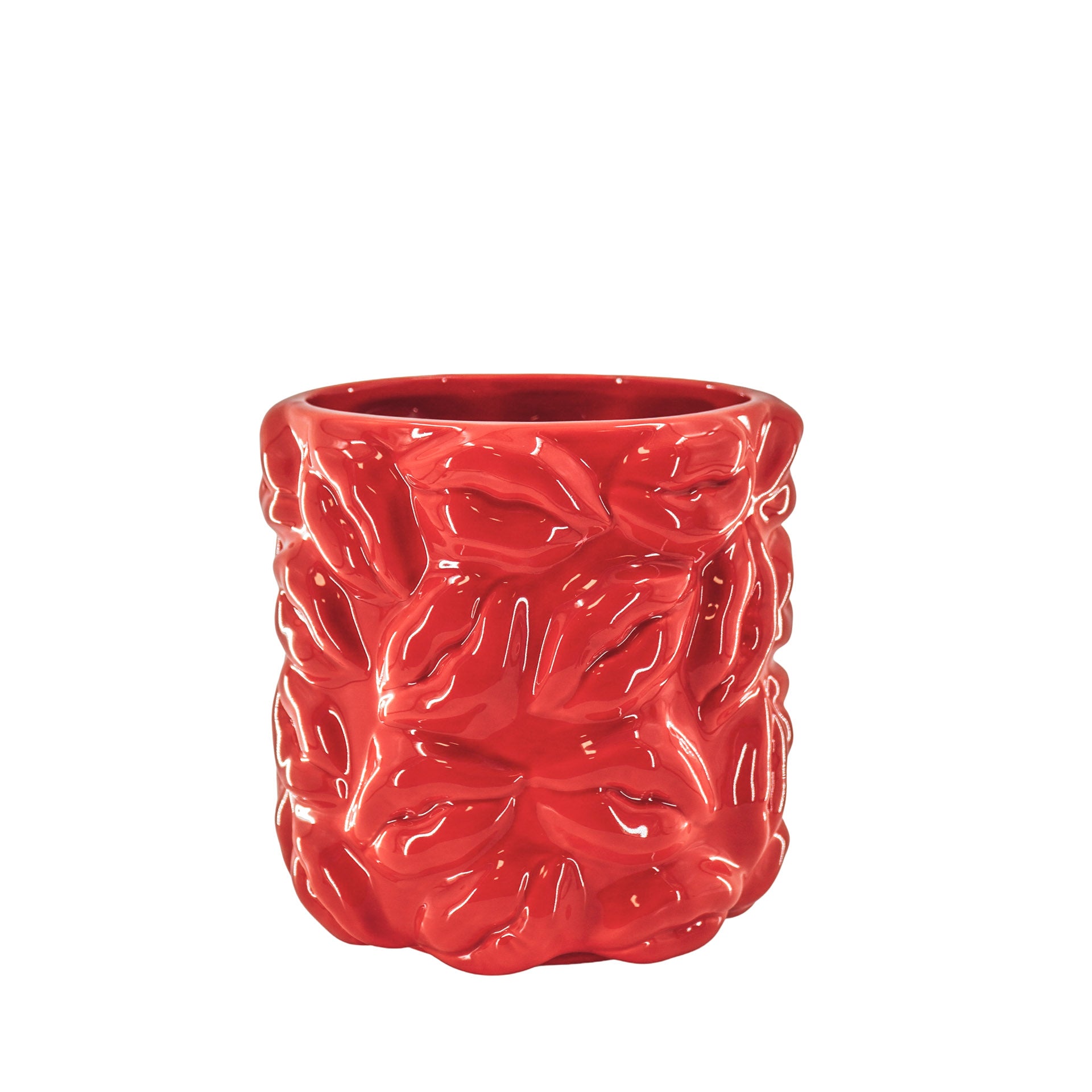Pot - Planten Pot Lippen - Keramiek - Rood - 17,5x17,5x17,5cm