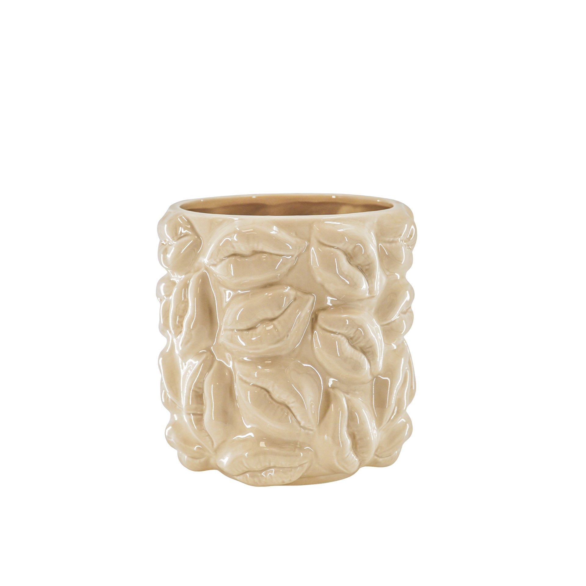 Pot - Planten Pot Lippen- Keramiek - Zand - 17,5x17,5x17,5cm