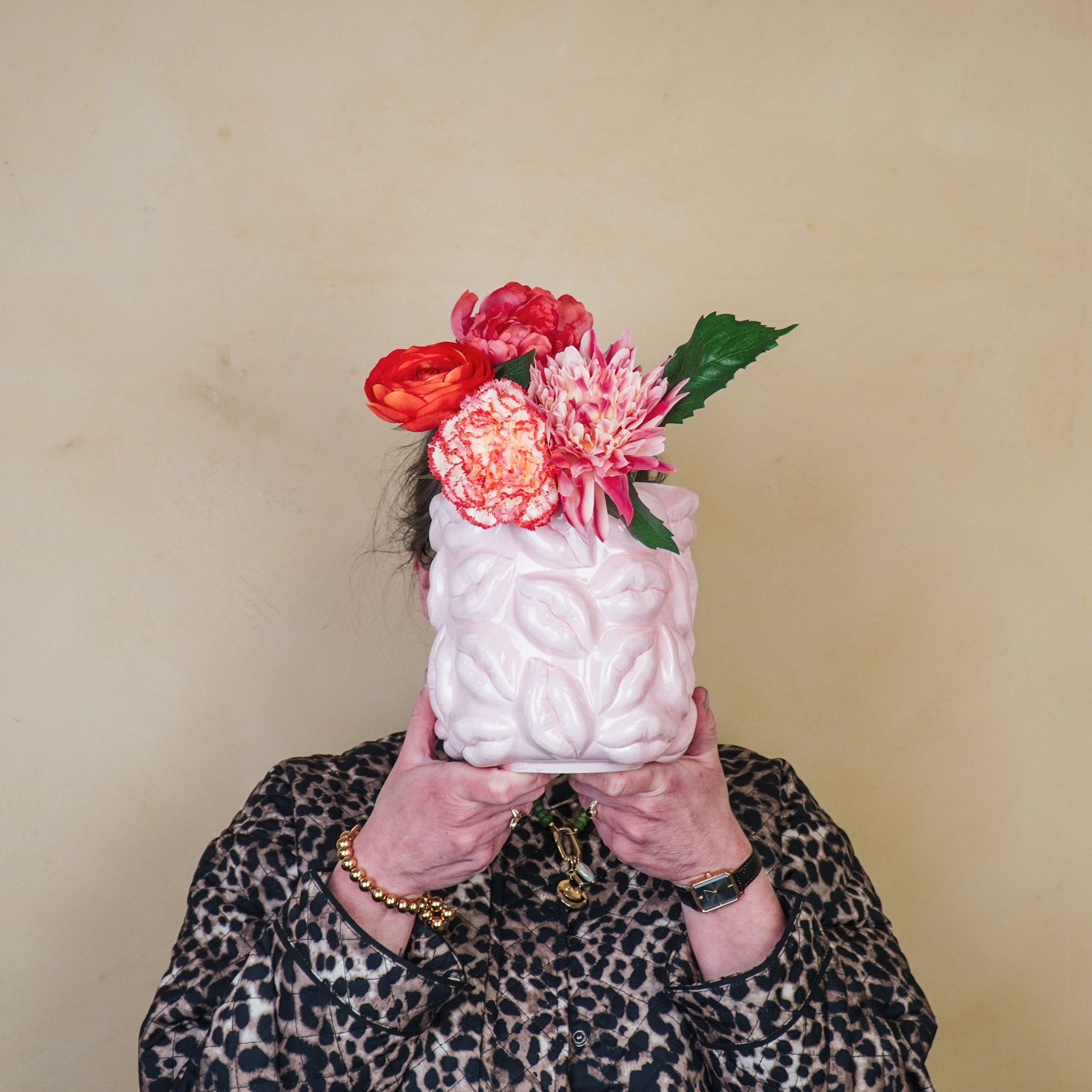 Pot - Planten Pot Lippen - Keramiek - Licht Roze - 17,5x17,5x17,5cm