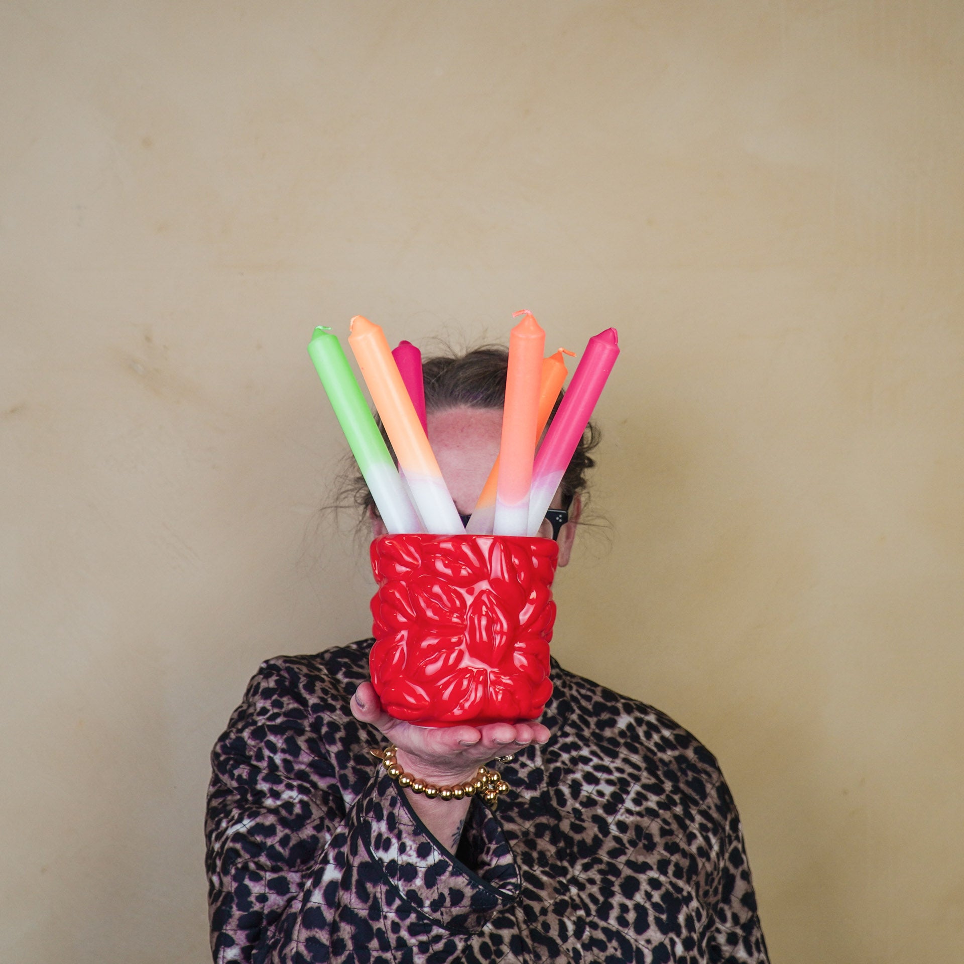 Pot - Planten Pot Lippen - Keramiek - Rood -11x11x11,5cm