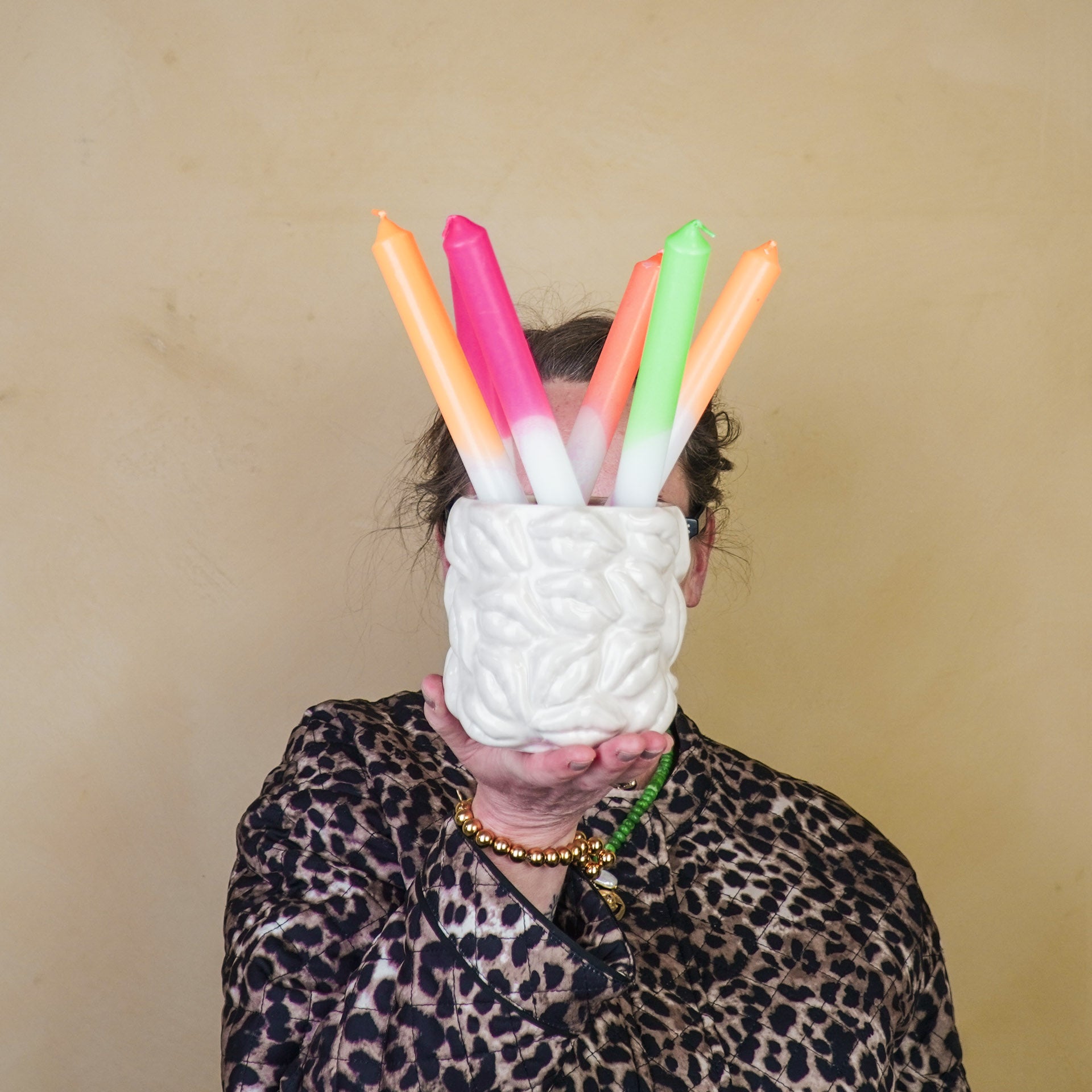 Pot - Planten Pot Lippen- Keramiek - Zand - 11x11x11,5cm