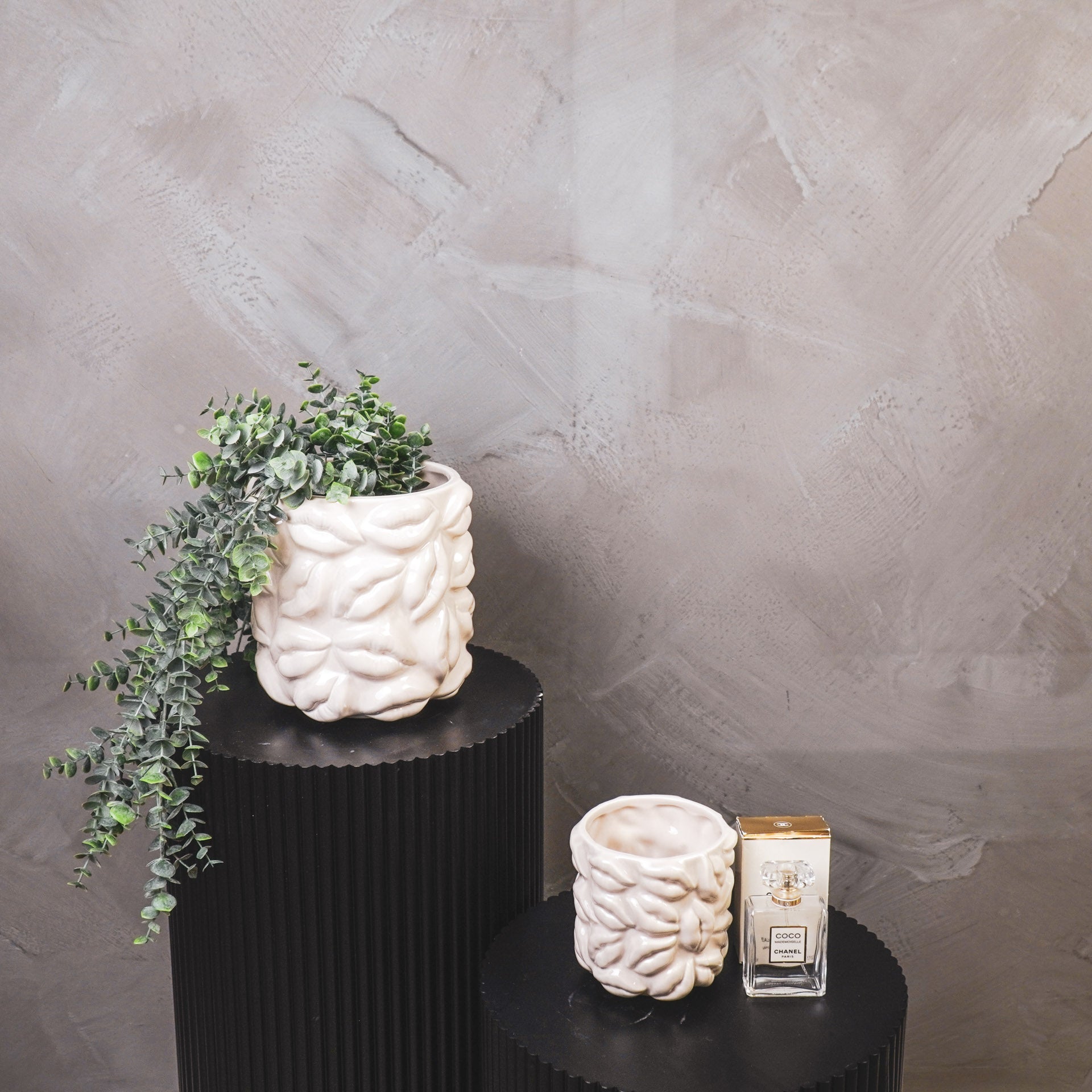 Pot - Planten Pot Lippen- Keramiek - Zand - 11x11x11,5cm