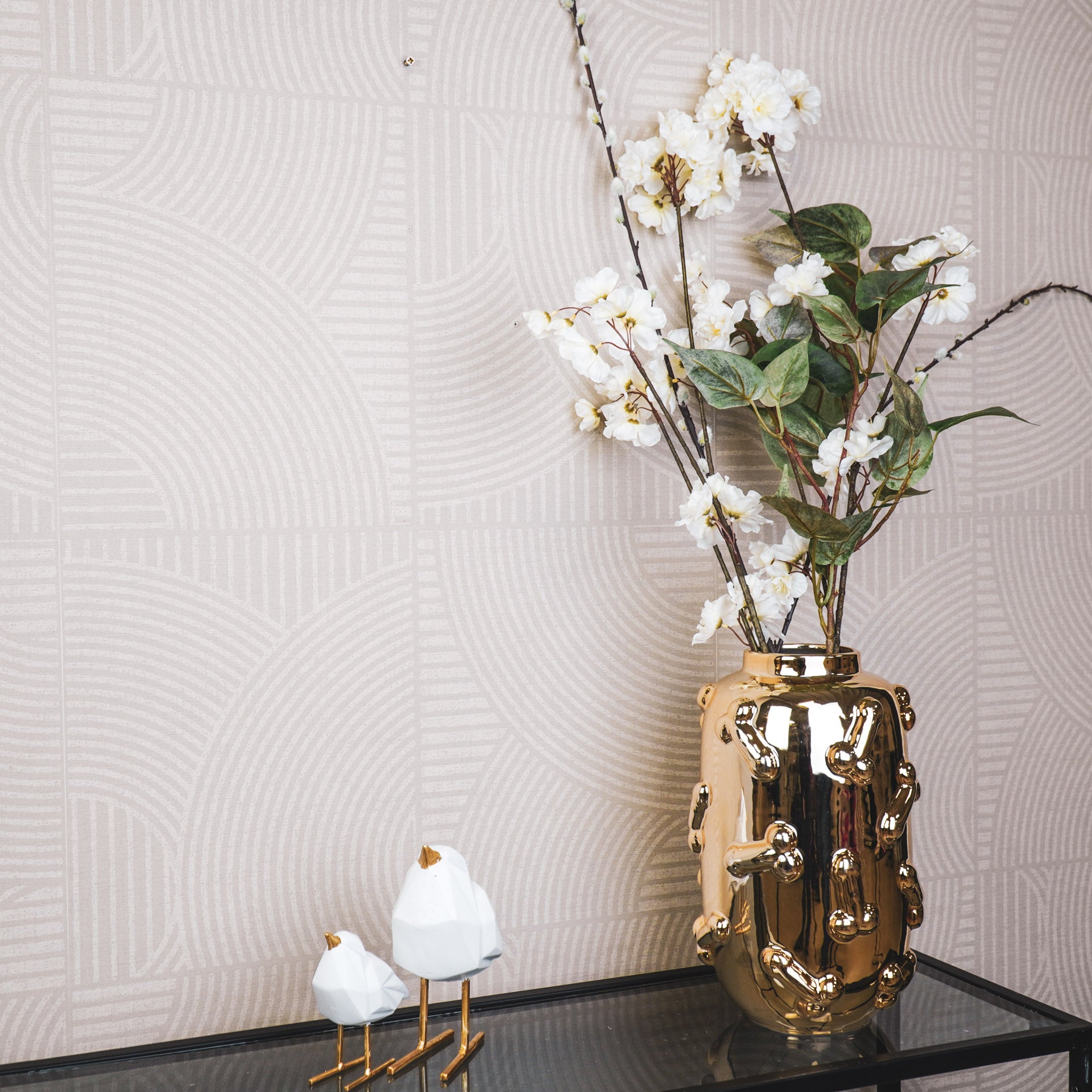 Vaas - Bloemenvaas- Piemels - Keramiek - Goud - 17x17x27cm