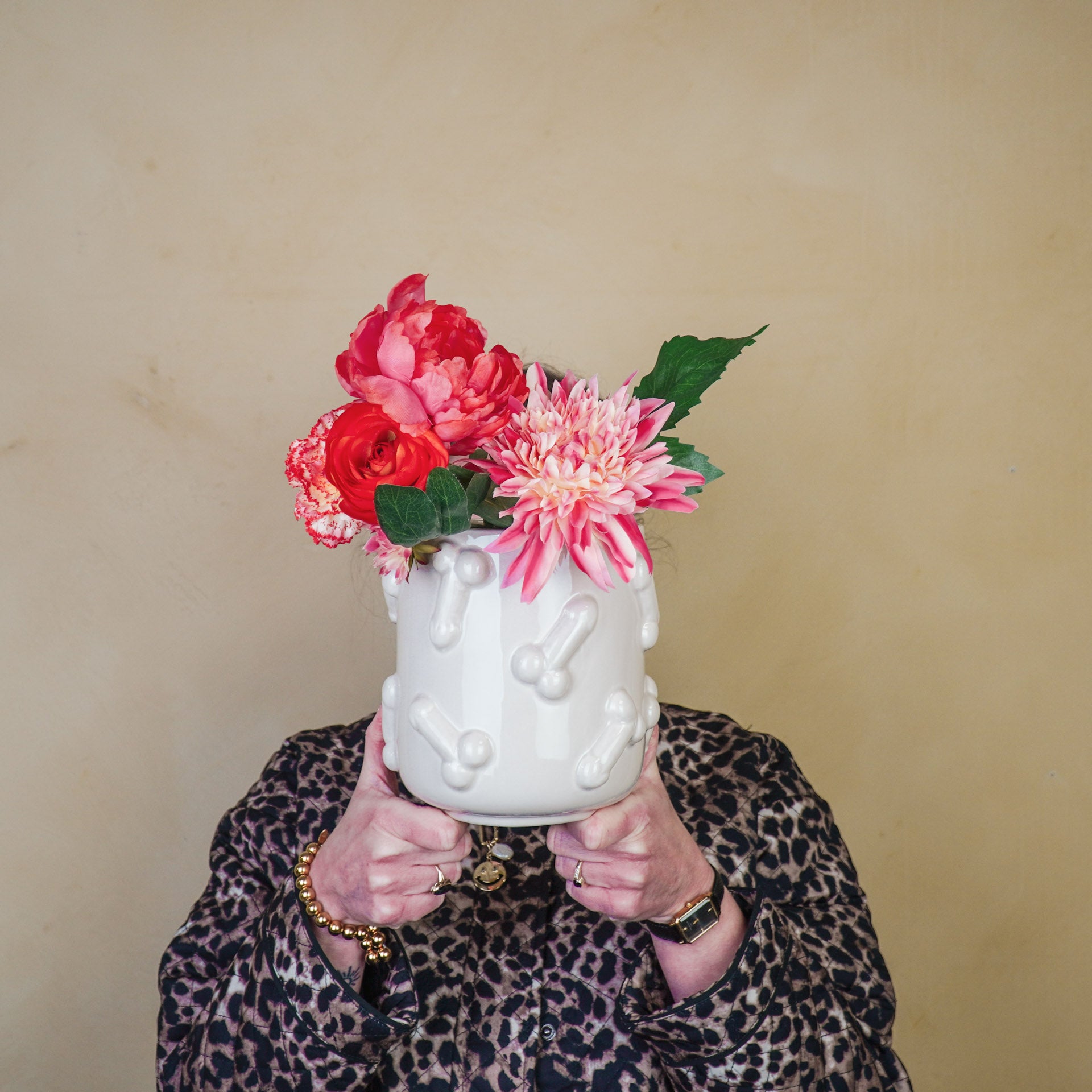 Pot - Planten Pot- Piemels - Keramiek - Zand - 17,5x17,5x17,5cm