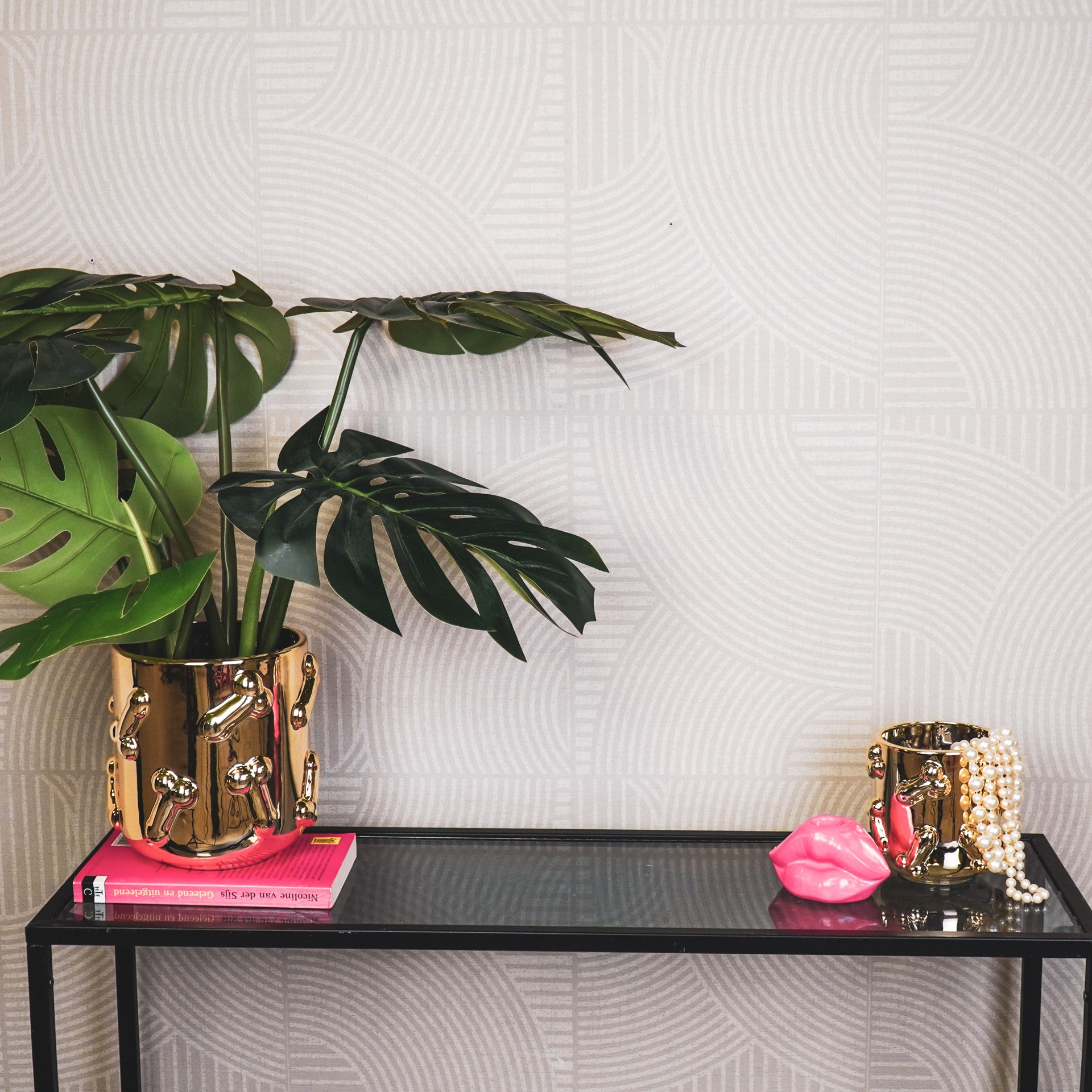 Pot - Planten Pot - Piemels - Keramiek - Goud - 17,5x17,5x17,5cm