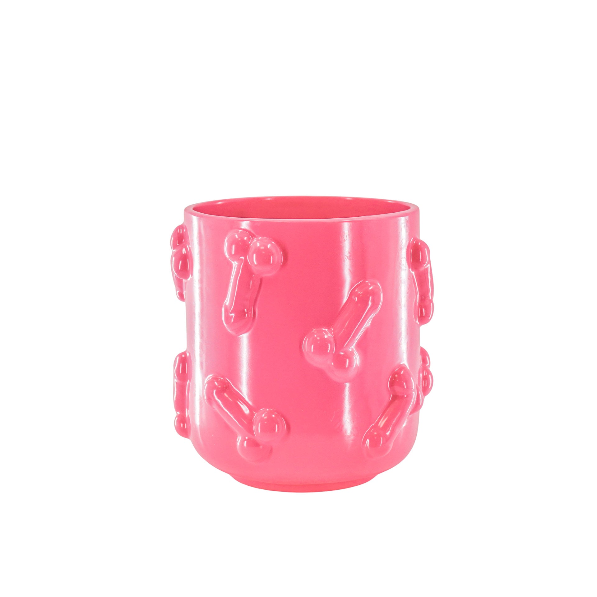 Pot - Planten Pot- Piemels - Keramiek - Fluor Roze - 17,5x17,5x17,5cm