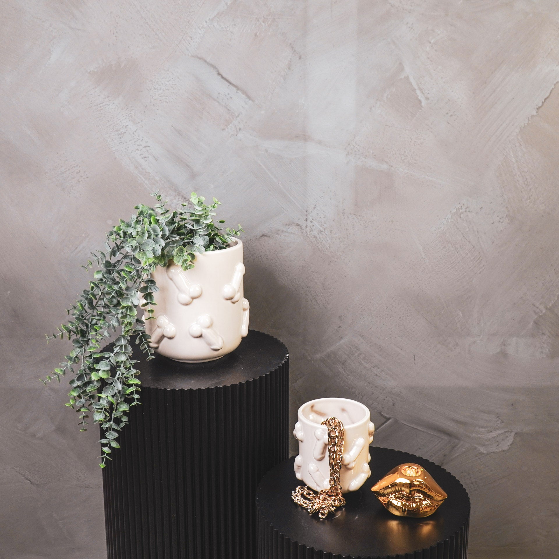 Pot - Planten Pot - Piemels - Keramiek - Zand - 11x11x11,5cm