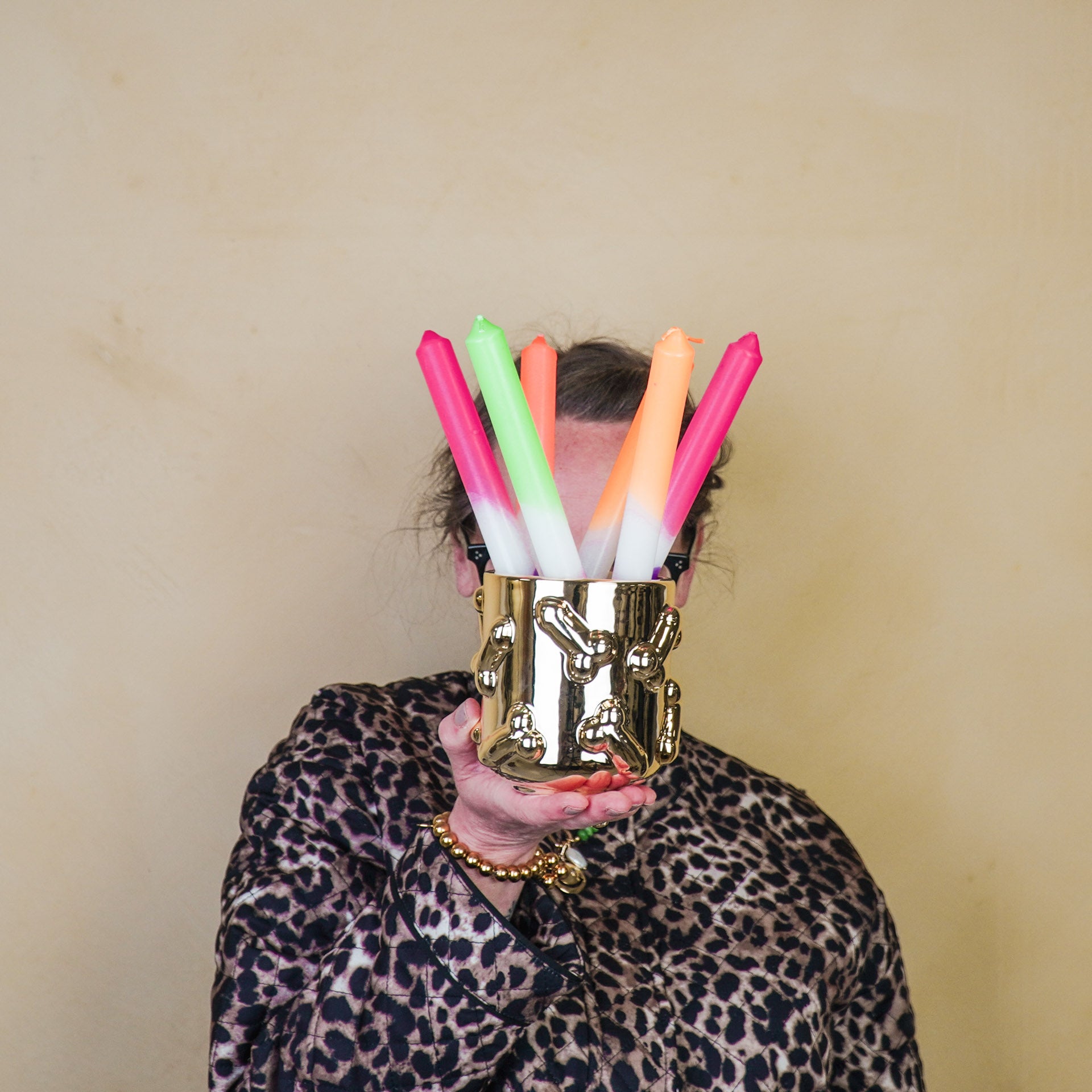 Pot - Planten Pot - Piemels - Keramiek - Goud -11x11x11,5cm