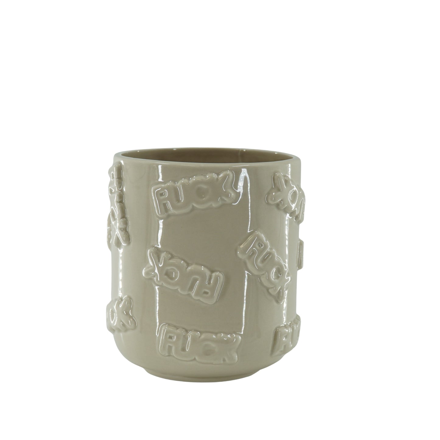 Pot - Planten Pot 'FUCK' - Keramiek - Zand -17,5x17,5x17,5cm