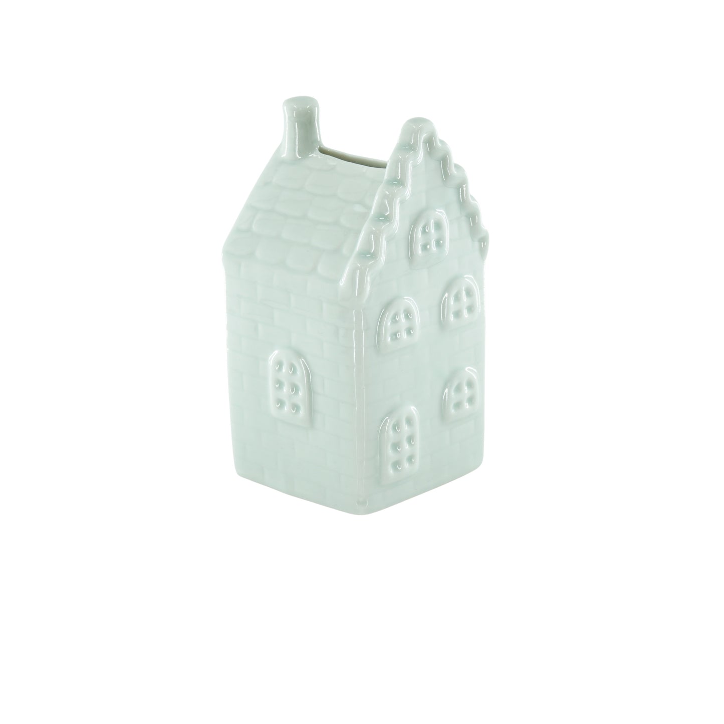 Ornament- Spaarpot Huis - Keramiek-Mintgroen 7x7x13cm