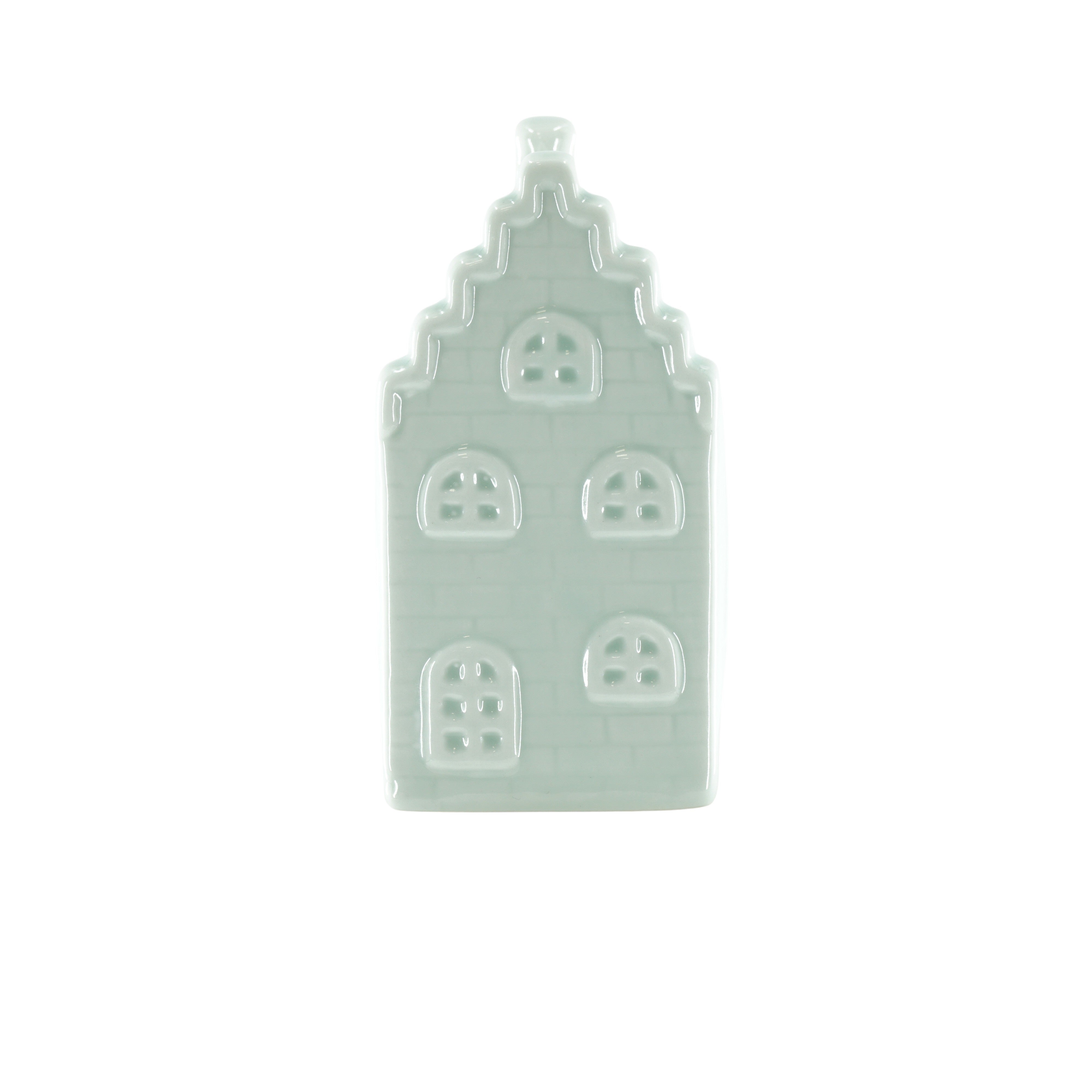 Ornament- Spaarpot Huis - Keramiek-Mintgroen 7x7x13cm