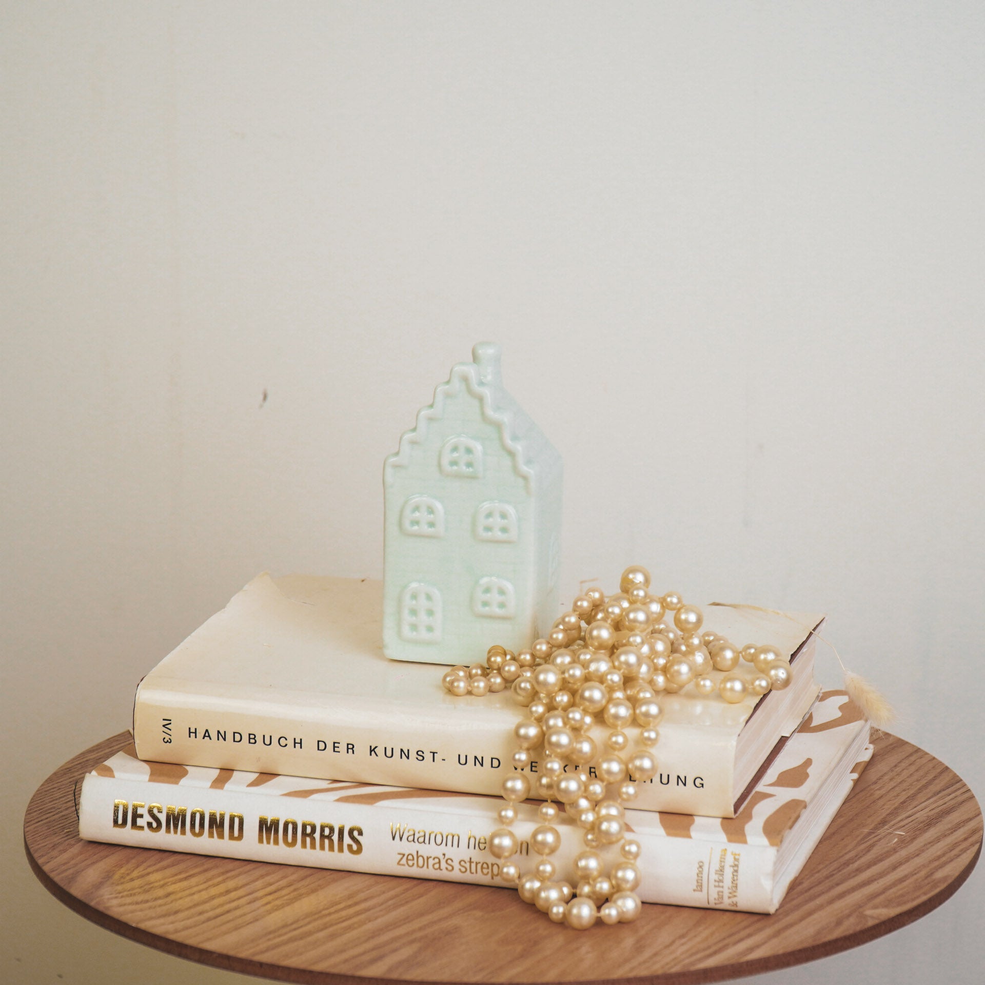 Ornament- Spaarpot Huis - Keramiek-Mintgroen 7x7x13cm