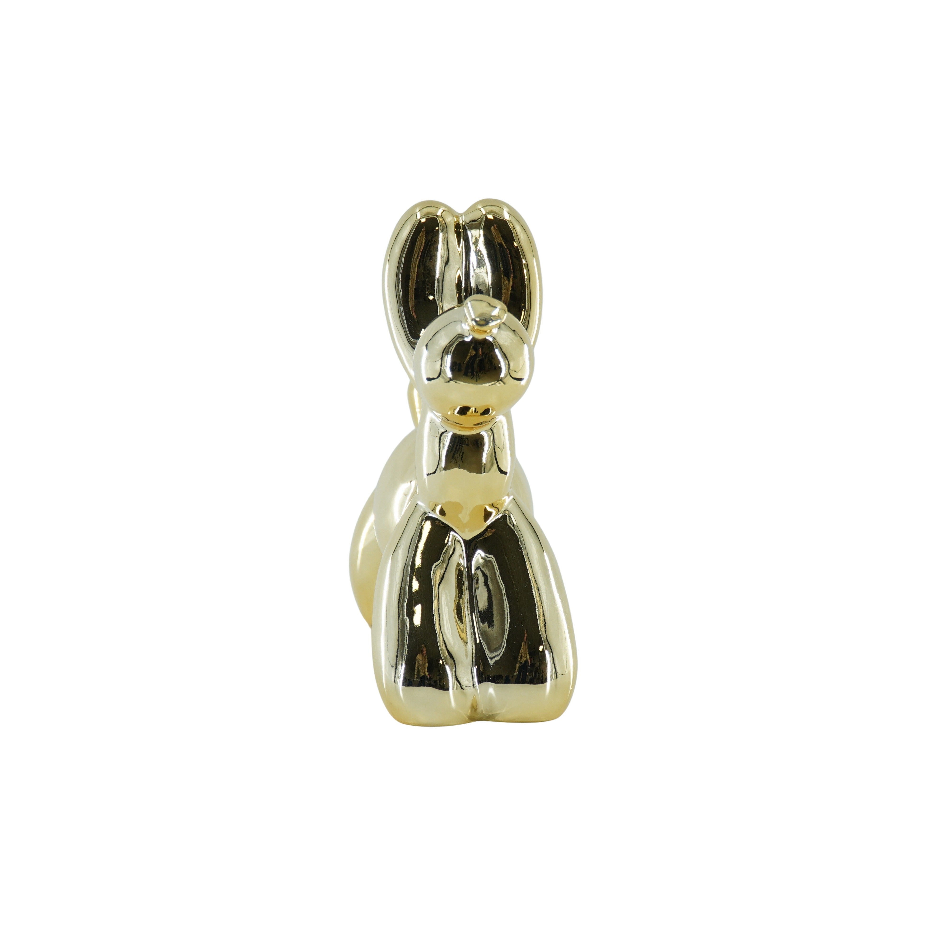 Ornament- Spaarpot Ballon Hond - Keramiek- Goud-17x7x17cm