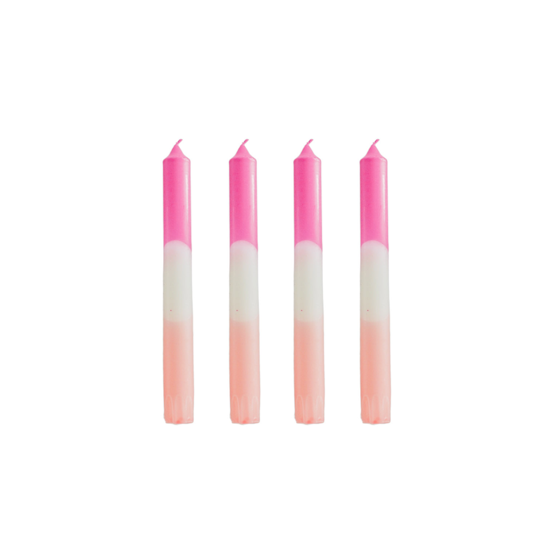 Kaarsen - Dipdye Dinerkaars- Roze/Wit - S4 - 2,1x20 cm