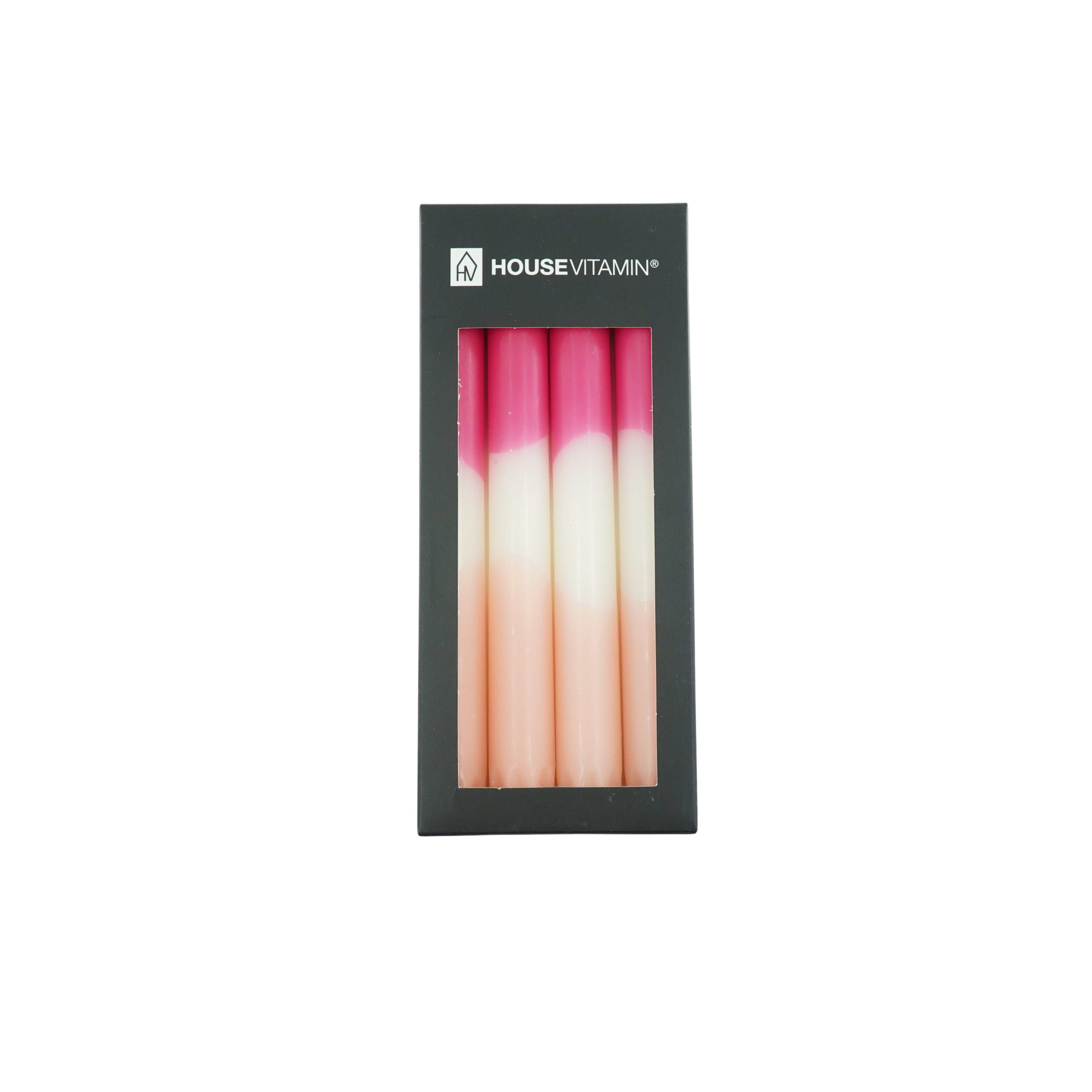 Kaarsen - Dipdye Dinerkaars- Roze/Wit - S4 - 2,1x20 cm