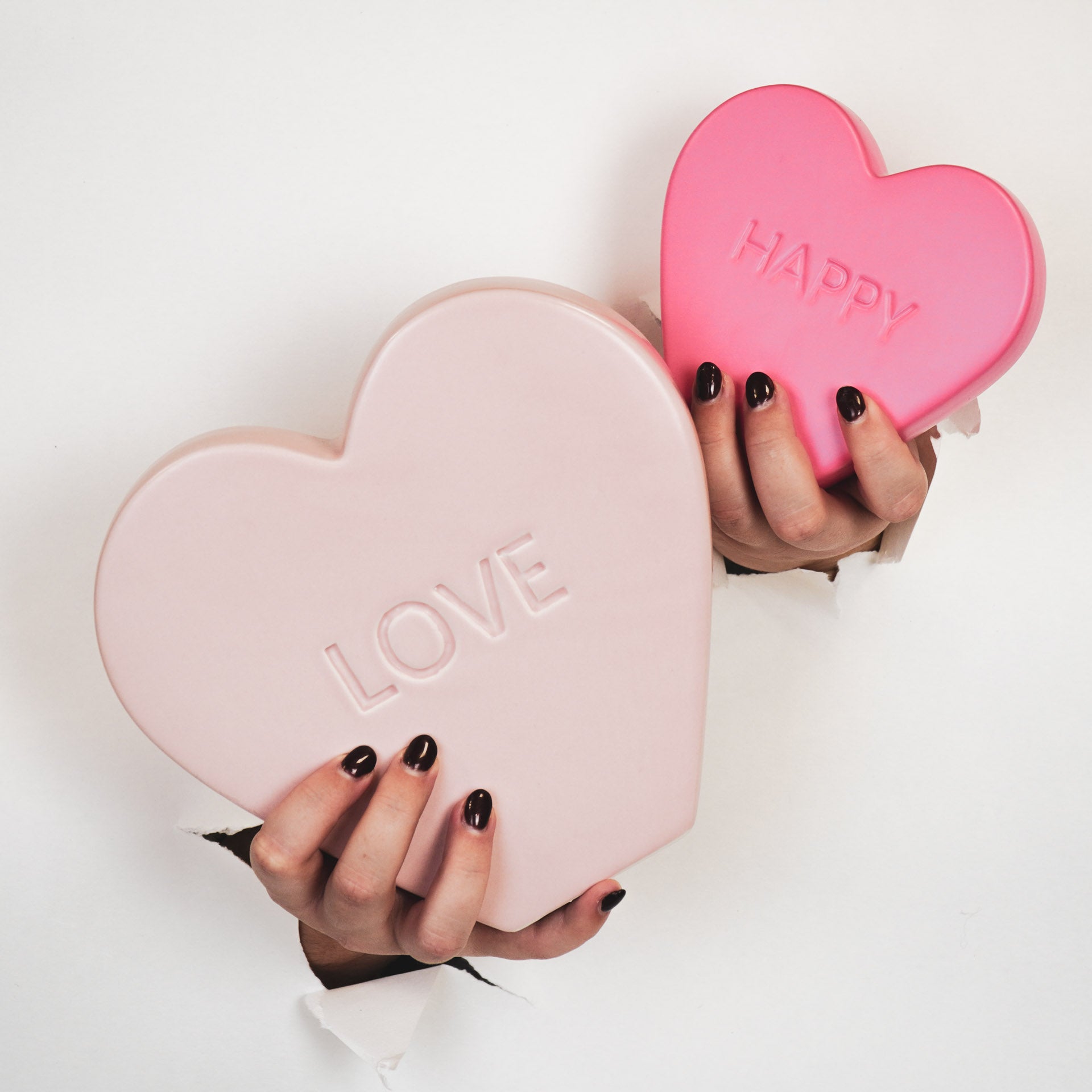 Ornament- Snoephart Beeld 'LOVE'- Keramiek- Licht Roze- 20x4x18,5cm