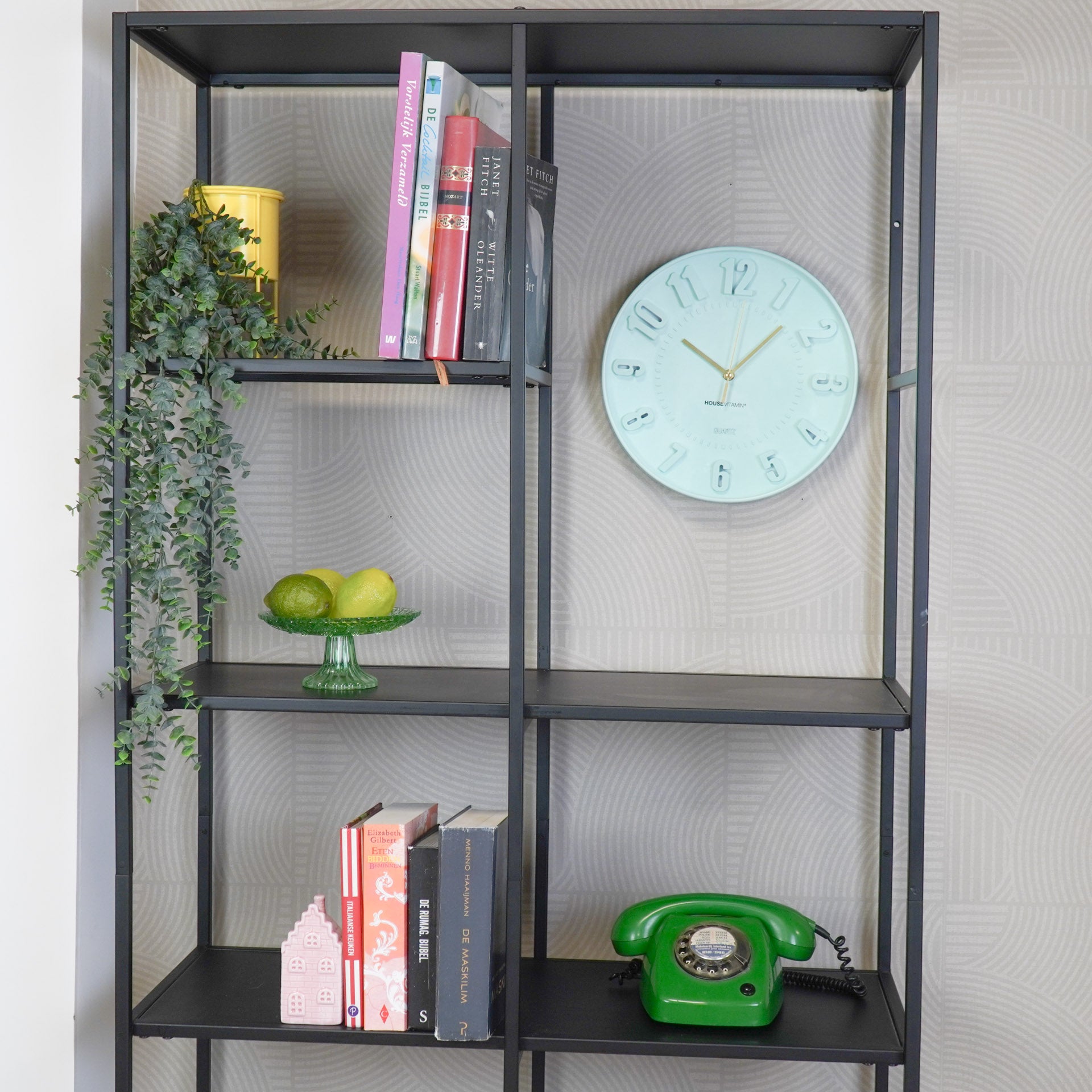 Klok- Wandklok Cijfers- Mint Groen- 30x30x4cm