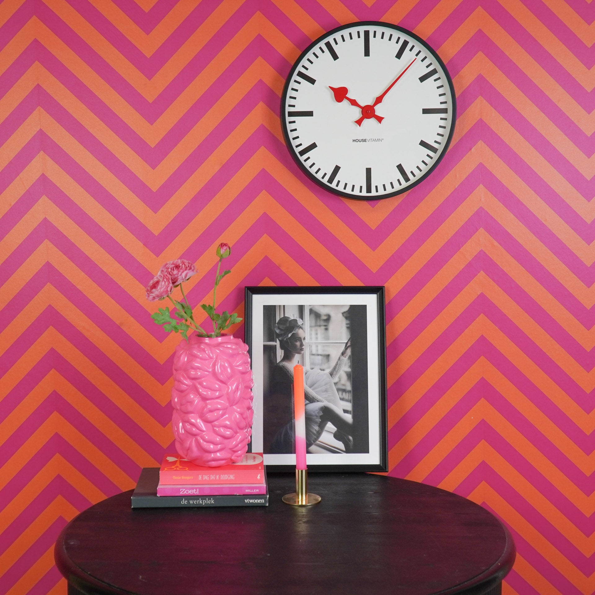 Klok- Wandklok Station- Wit/ Zwart - 40x40x4cm