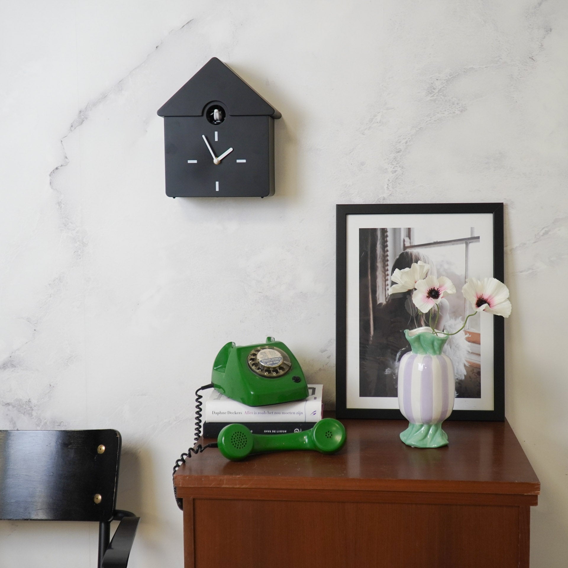 Klok- Wandklok Koekoeksklok- Zwart- 24x27x9cm