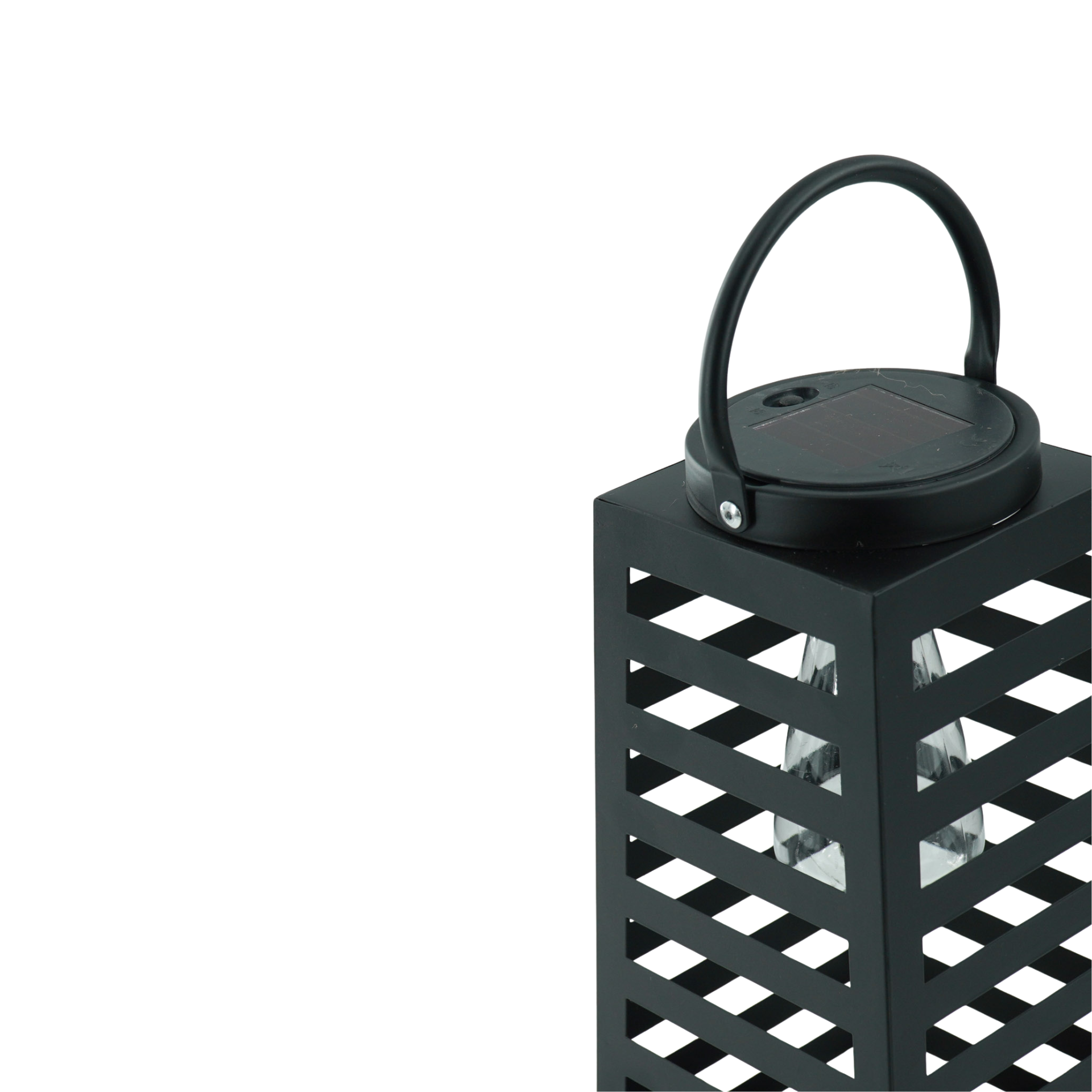 Lamp- Lantaarn/ Windlicht - Solar - Metaal - Zwart - 14x14x32,5cm