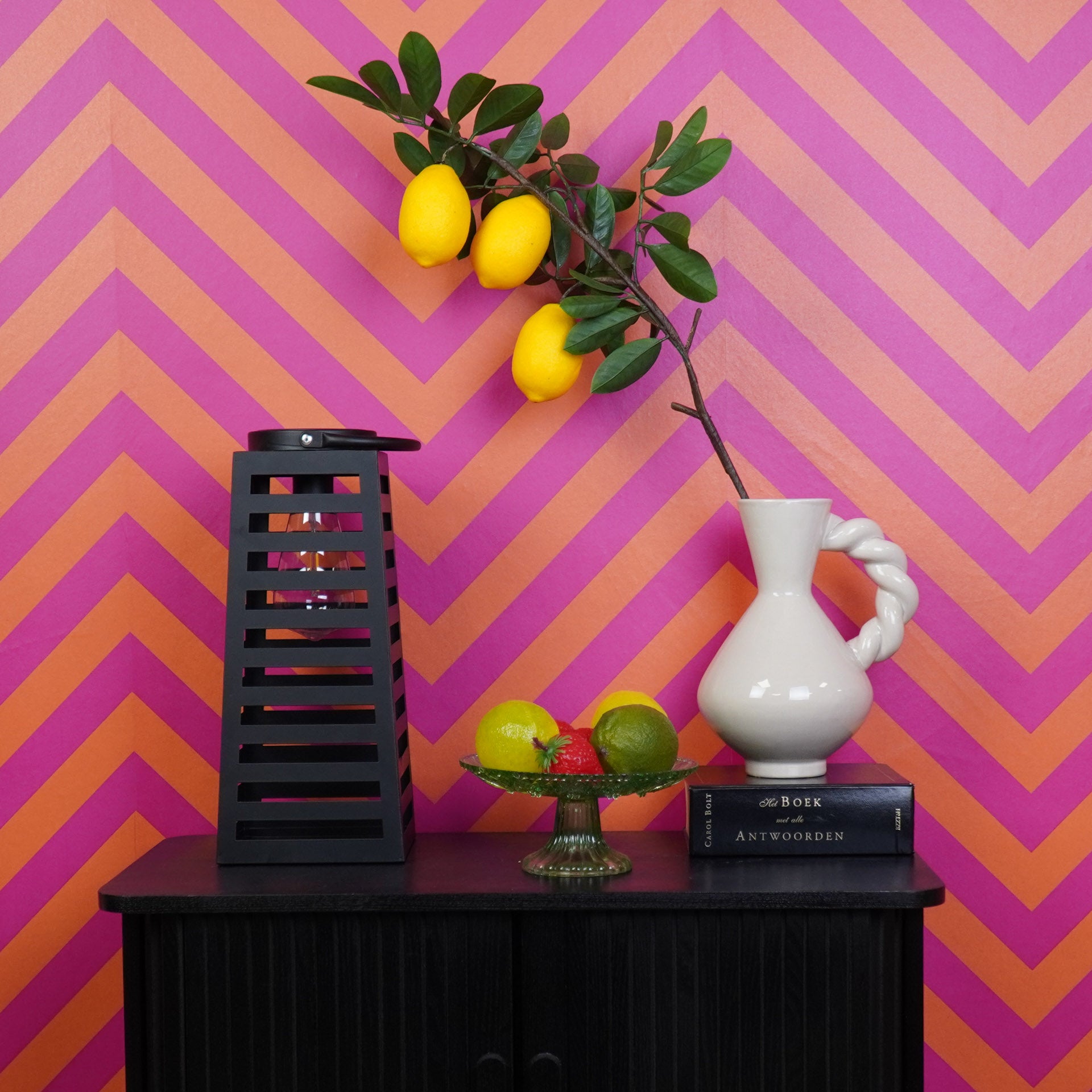 Lamp- Lantaarn/ Windlicht - Solar - Metaal - Zwart - 14x14x32,5cm