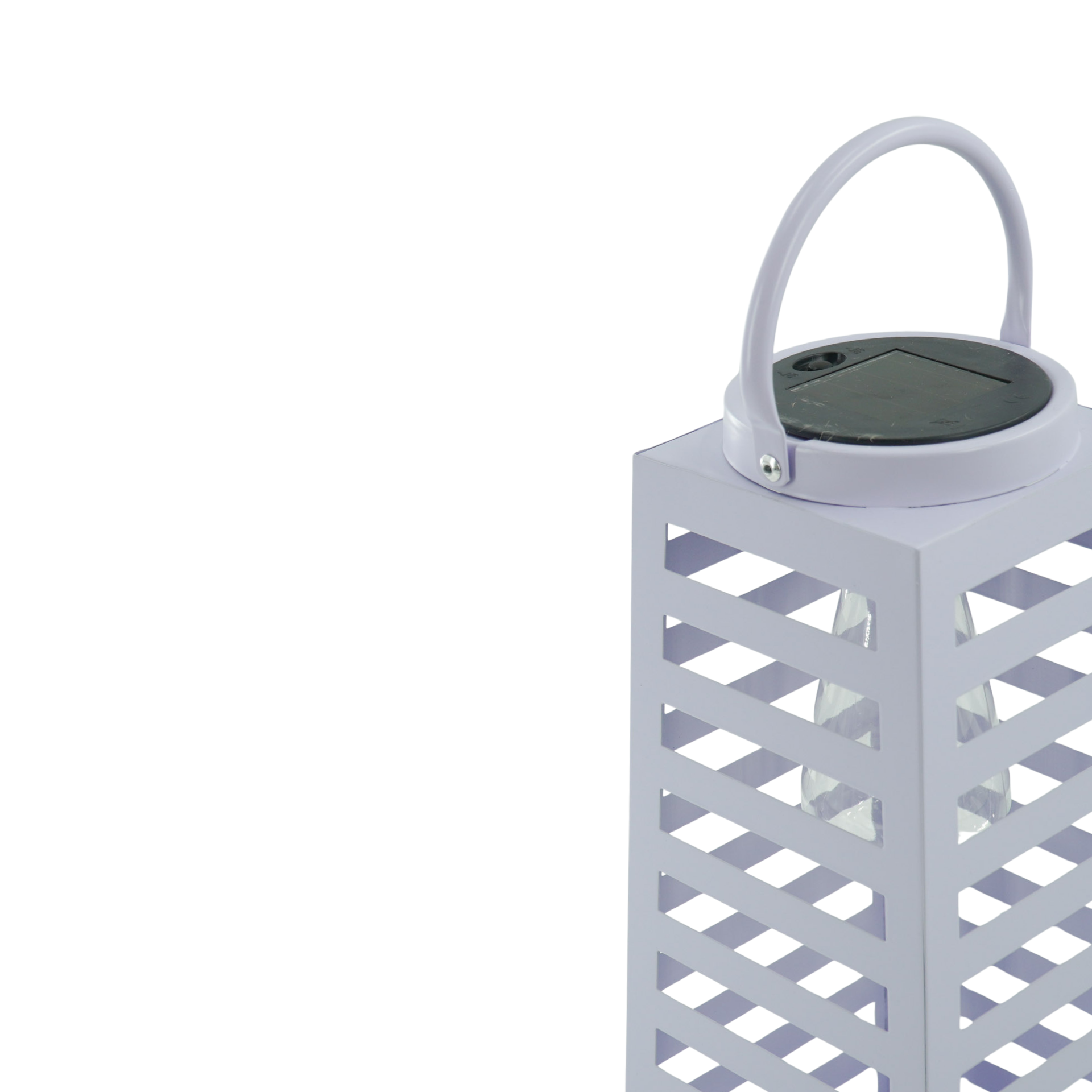 Lamp- Lantaarn/ Windlicht - Solar - Metaal - Lila - 14x14x32,5cm