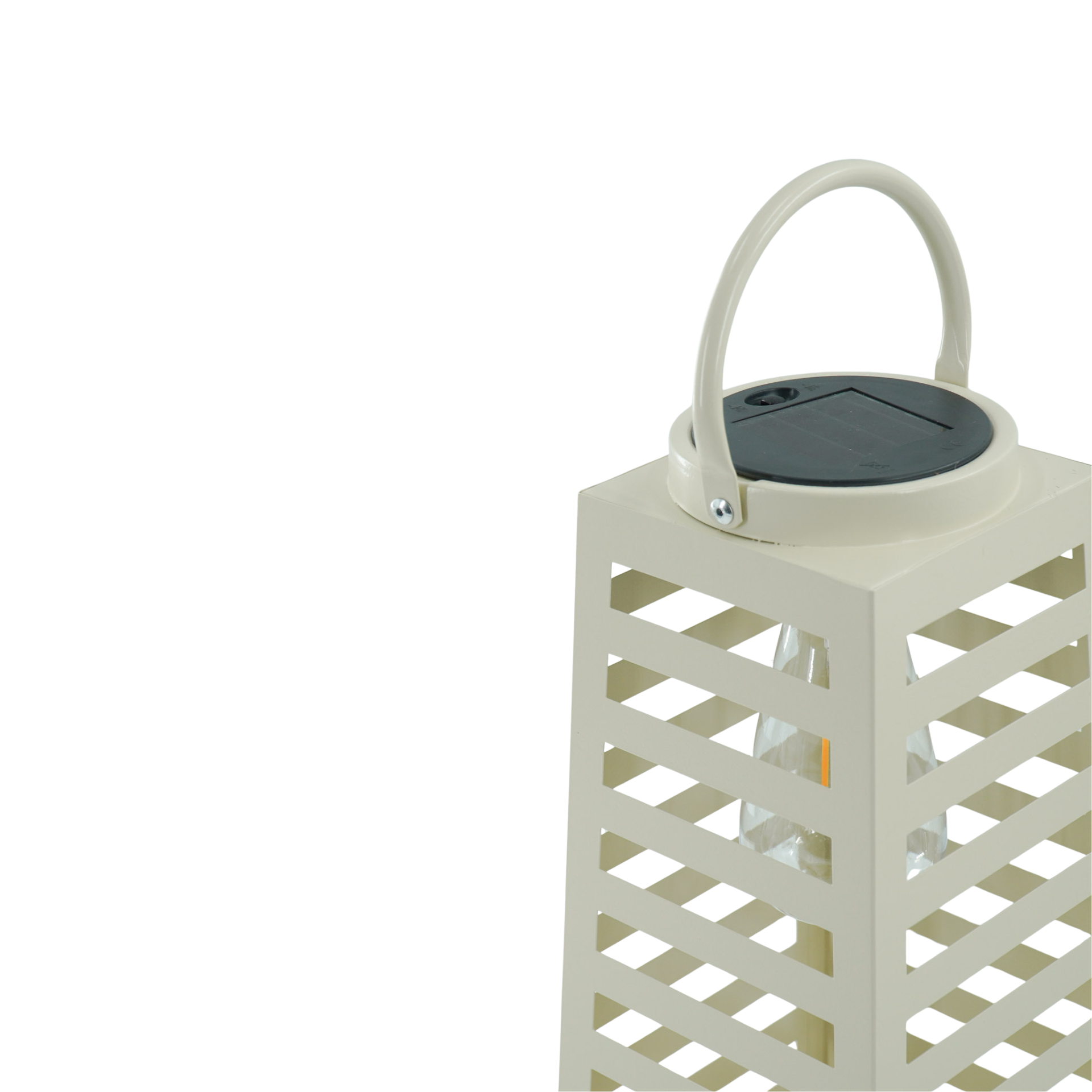 Lamp- Lantaarn/ Windlicht - Solar - Metaal - Zand - 14x14x32,5cm