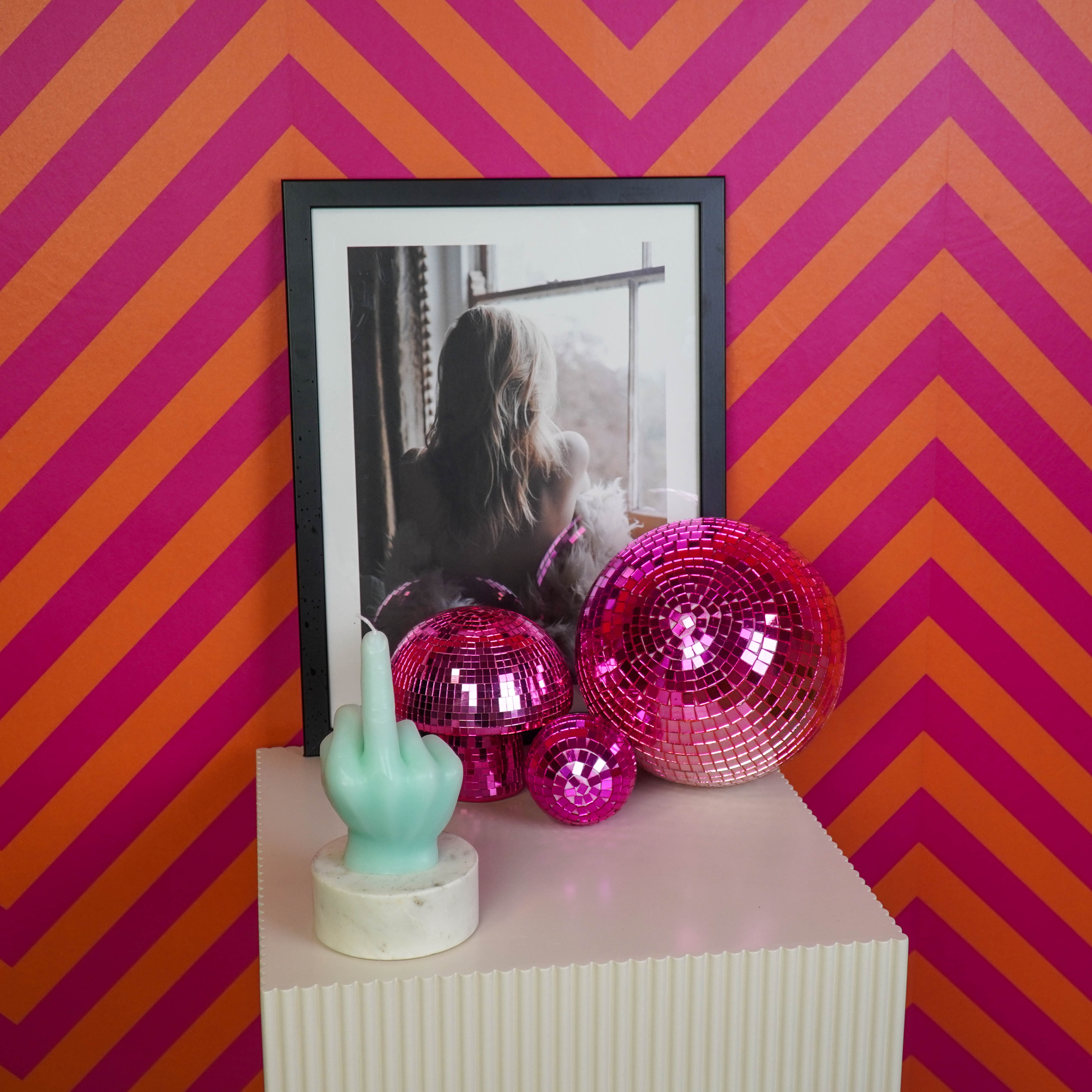 Kaars - Middelvinger - Wax - Mint - 310 gram - 10x9x17cm