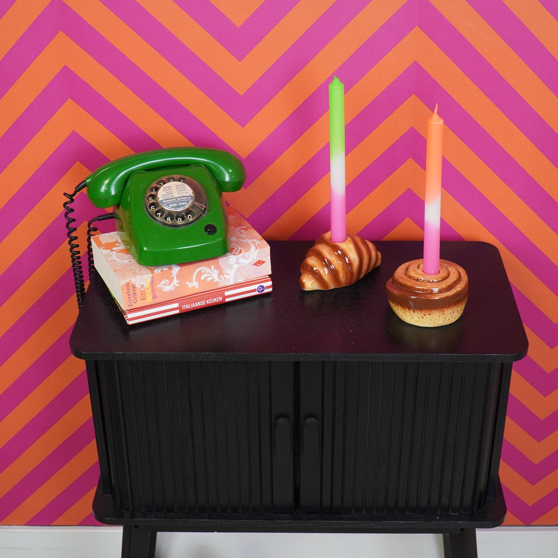 Kaarshouder -Croissant Kandelaar - Dolomiet - Bruin - 14,5x8,5x6,5cm