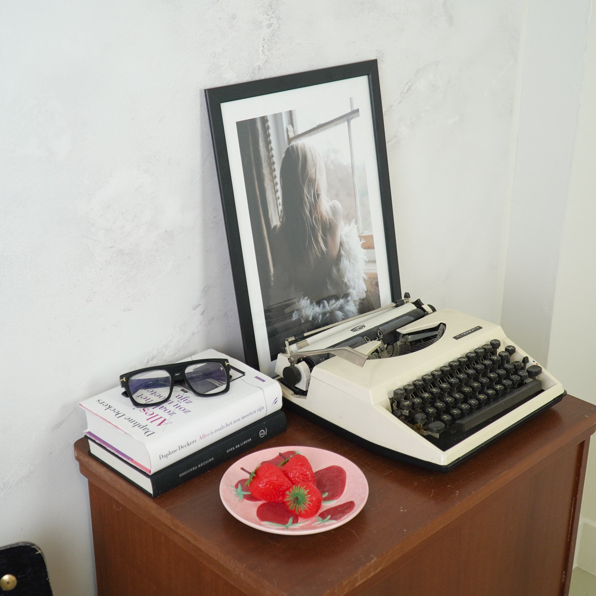 Decobord - Aardbei - Dolomiet - Roze/ Rood - 17,5x17,5x2cm