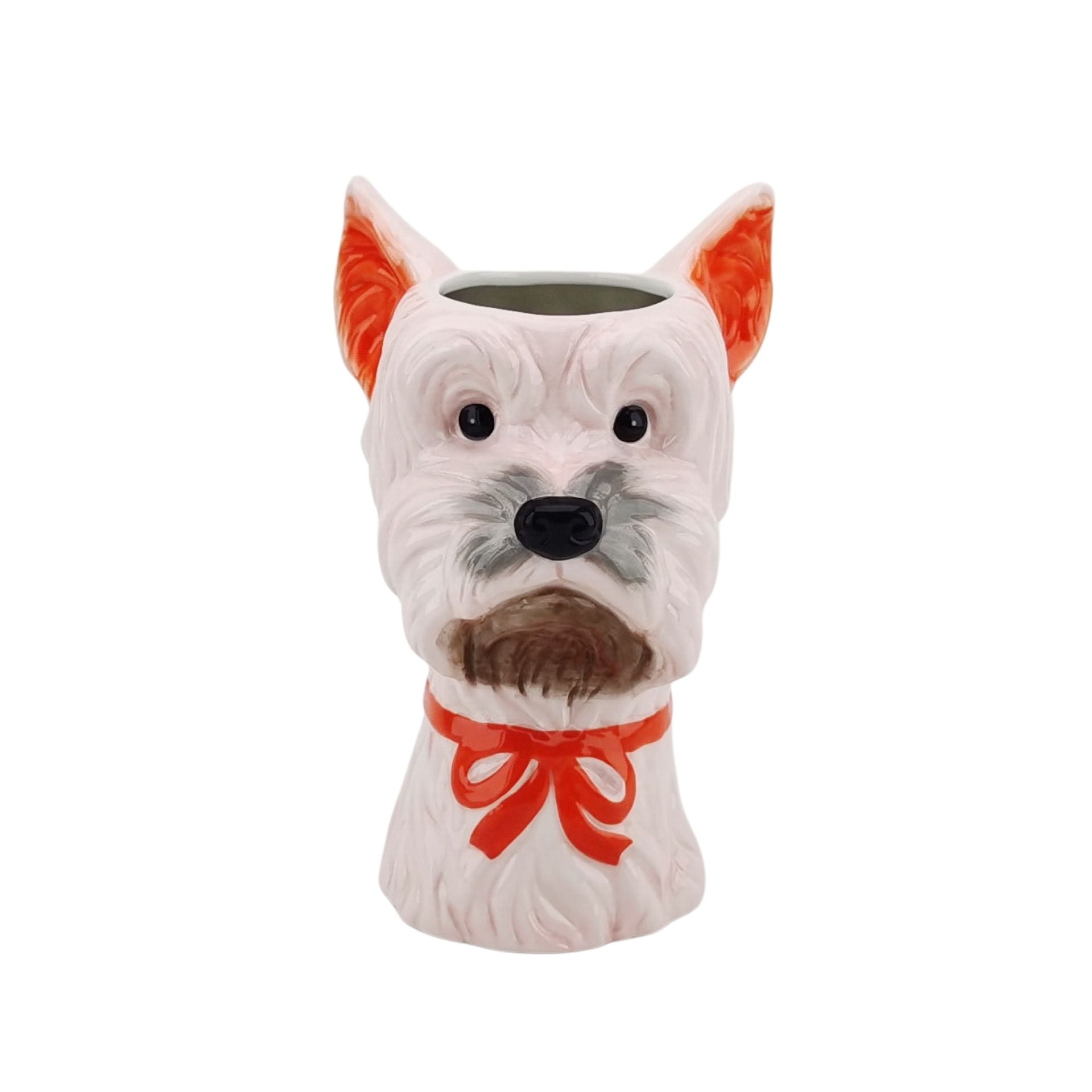 Vaas - Bloemenvaas Hond - Dolomiet -Roze/Oranje - 14,5x13x23,5cm