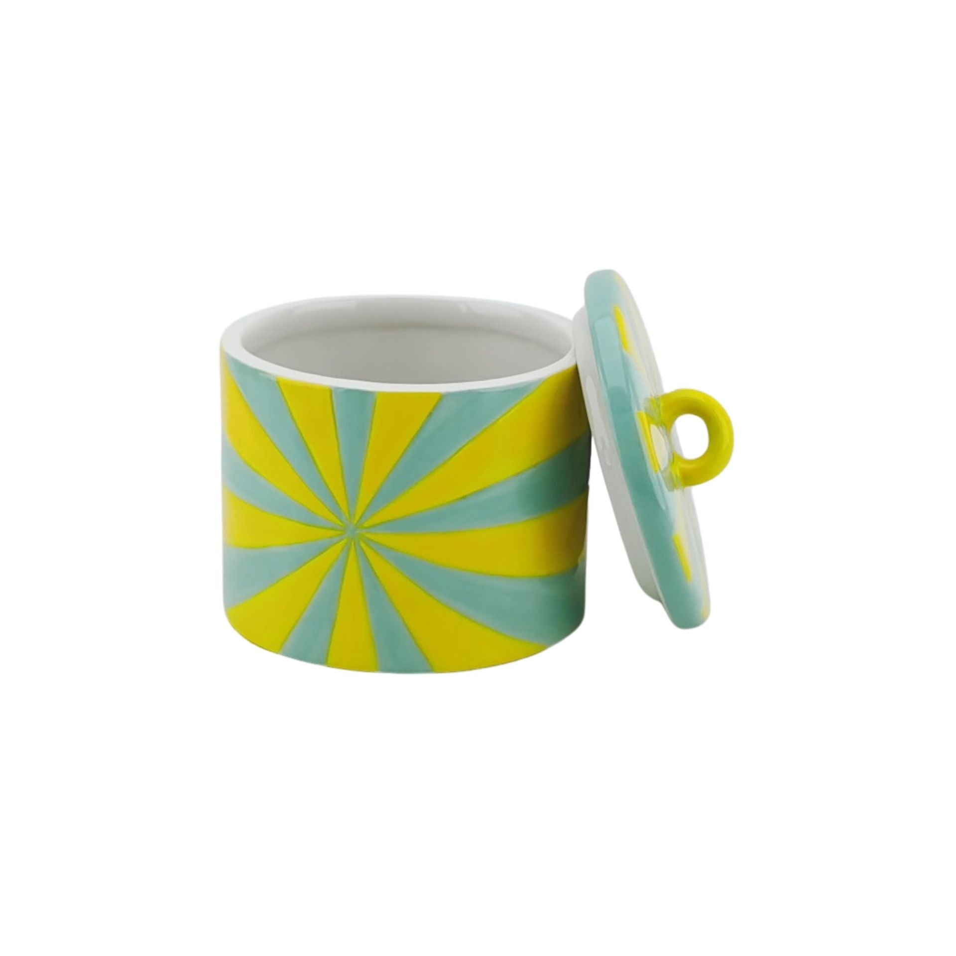 Sierpotje -Swirl- - Dolomiet - Geel/Mintgroen - 11x11x11,5cm
